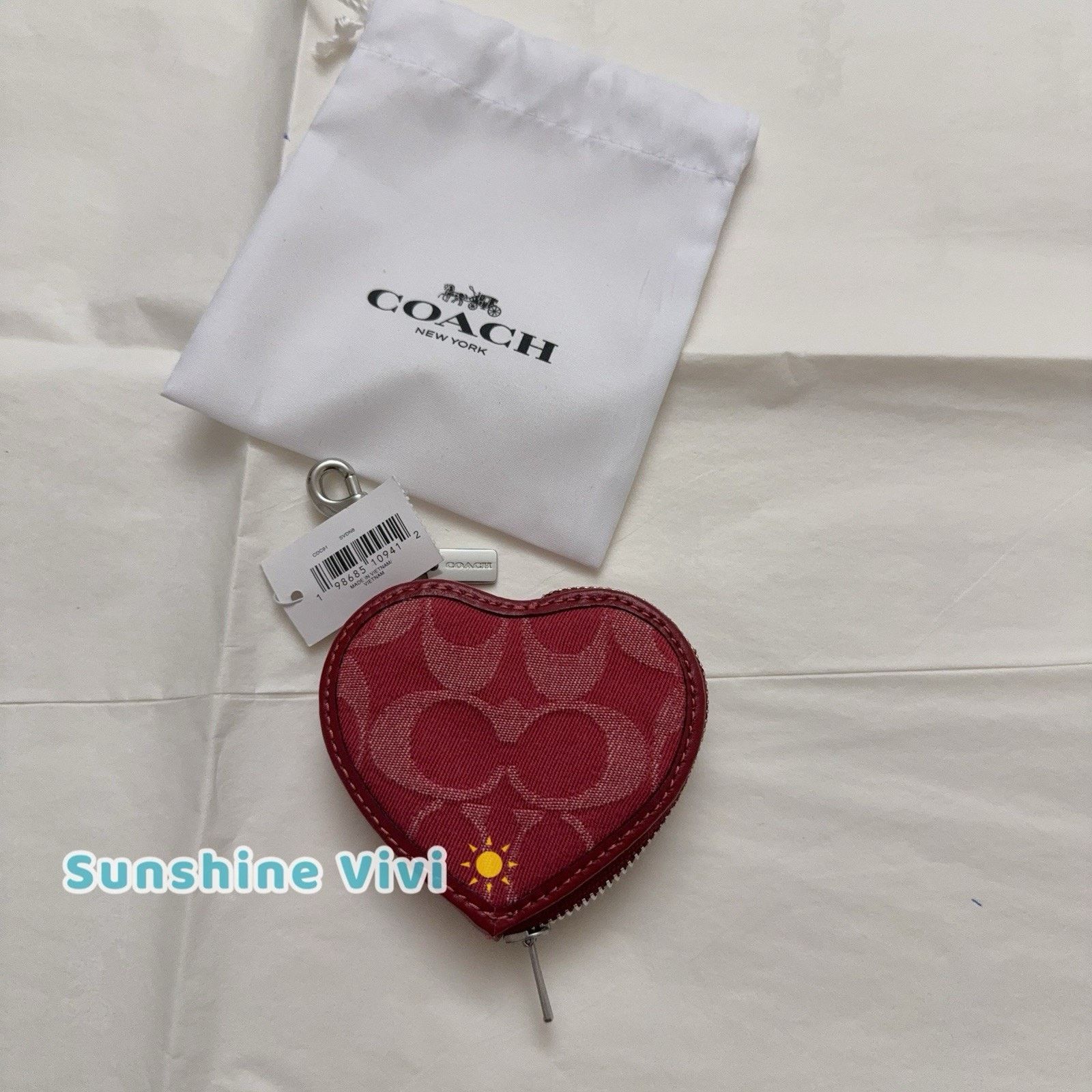 Coach NWT coach Heart Bag Charm Denim CDC91 Silver True Red Size ONE SIZE - 1 Thumbnail
