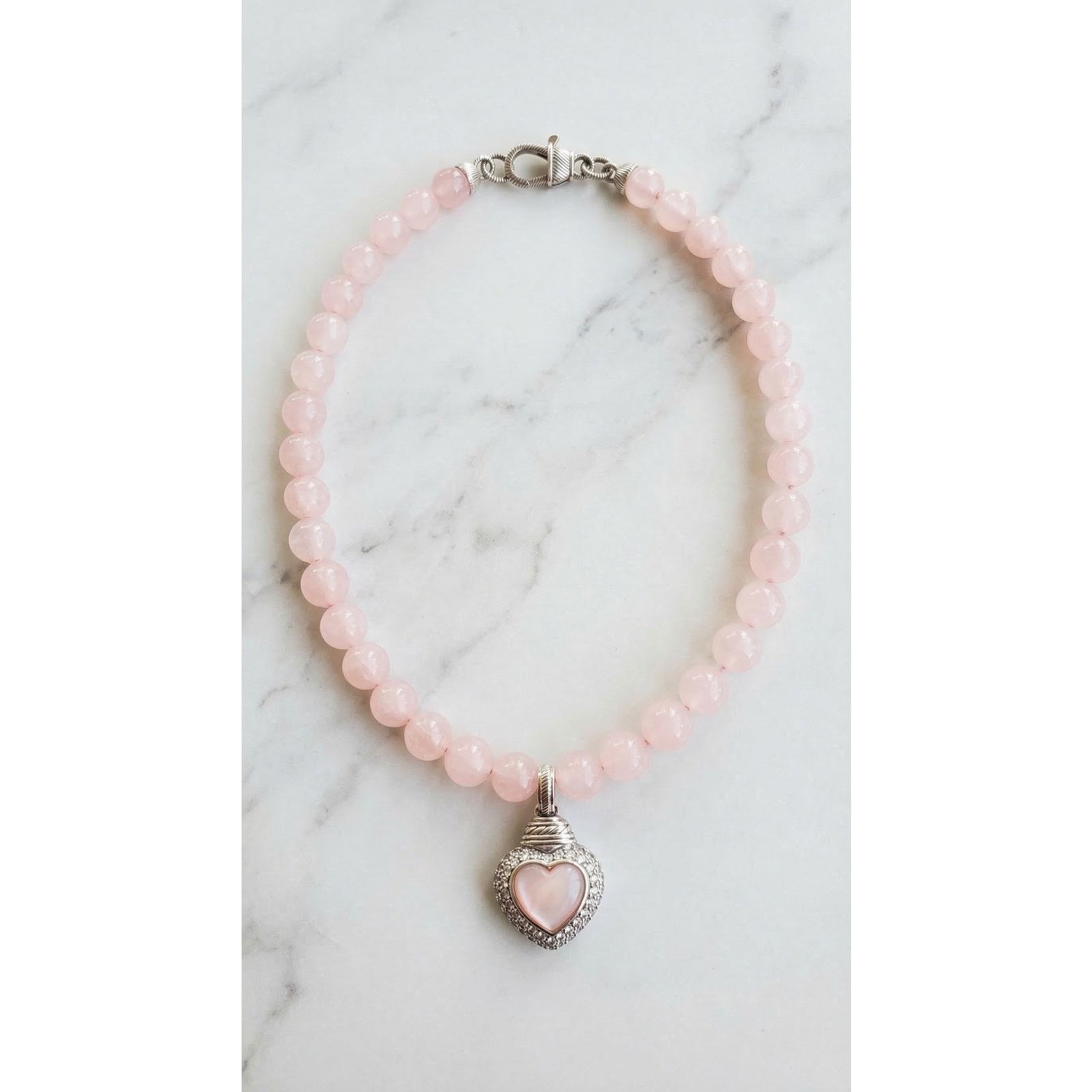 Judith Ripka Judith Ripka Sterling Silver Rose Quartz Heart Necklace Size ONE SIZE - 1 Thumbnail