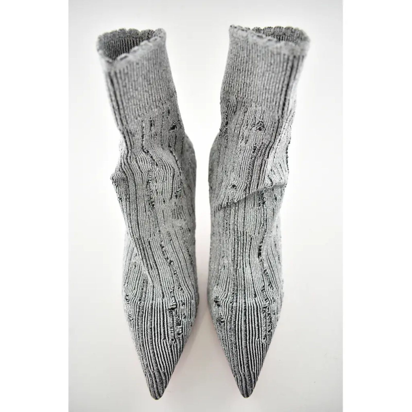 Christian Louboutin Christian Louboutin Sandrine 80 Silver Stretch Sock Kitten Size US 6 / IT 36 - 5 Thumbnail