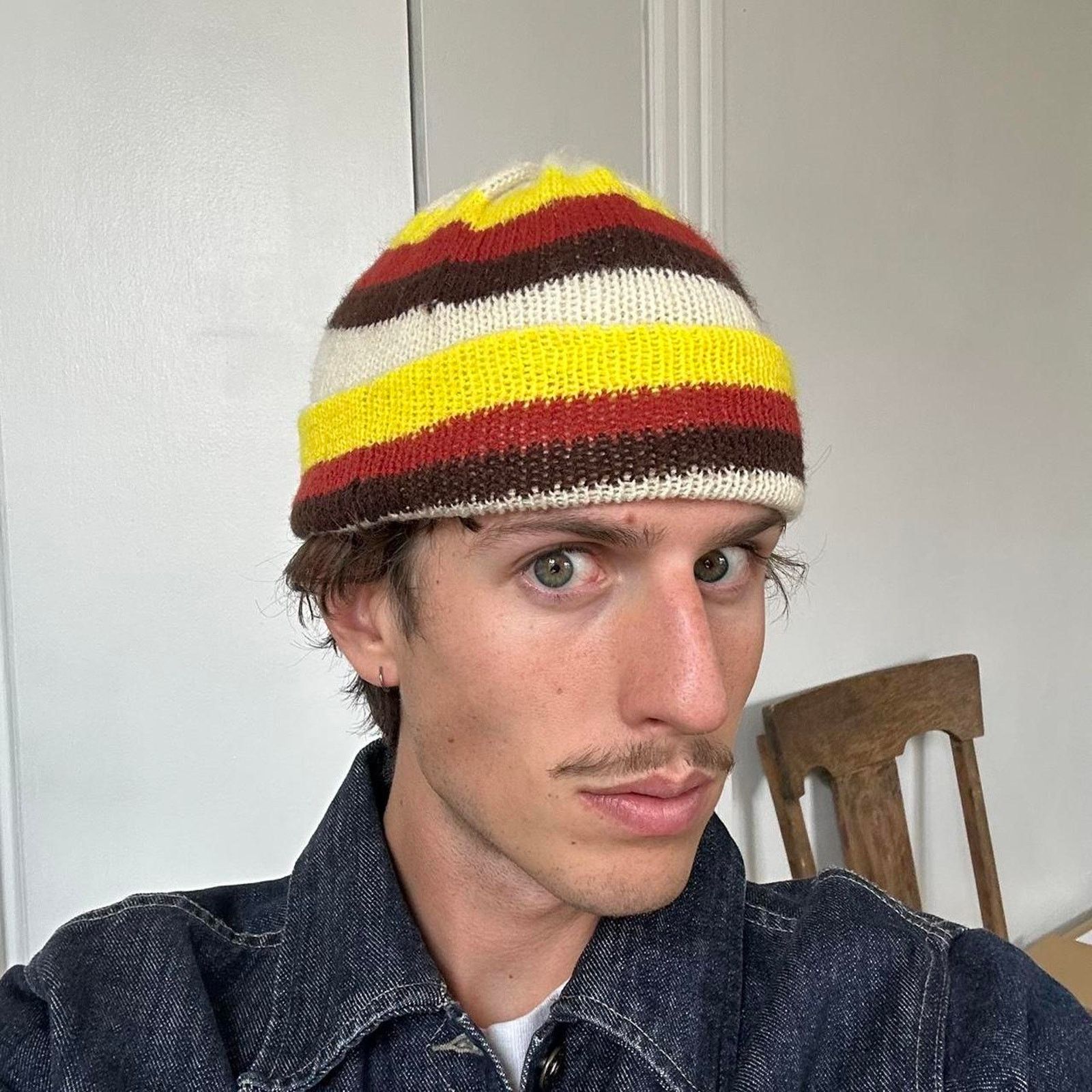 Vintage Vintage 70s Retro Striped Knit Ski Beanie Cuffed Winter Hat Size ONE SIZE - 3 Thumbnail