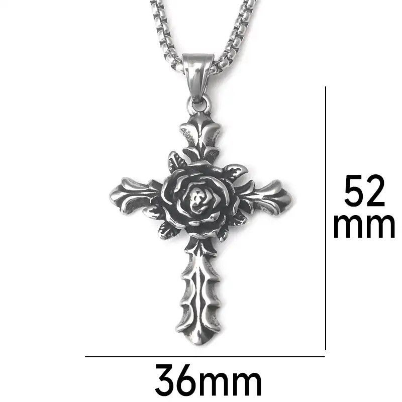 Jewelry Gothic Rose Cross Necklace Size ONE SIZE - 4 Thumbnail