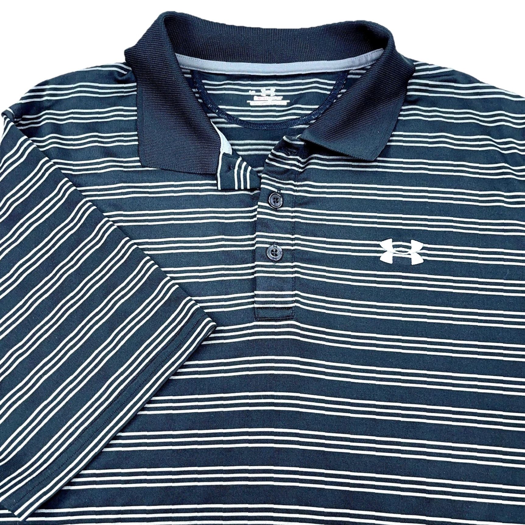 Under Armour Under Armour Polo Shirt Men L Black White Striped HeatGear Performance Golf Shirt Size US L / EU 52-54 / 3 - 2 Thumbnail