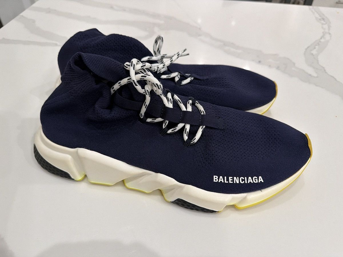 Balenciaga Balenciaga Navy Blue/Neon Green Sock Shoe Sneakers Size US 12 / EU 45 - 2 Thumbnail