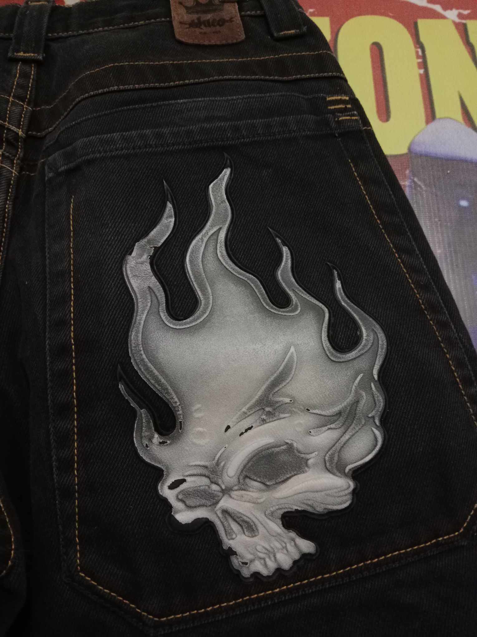 JNCO × Vintage JNCO Flaming Skull Jorts Size US 30 / EU 46 - 3 Thumbnail