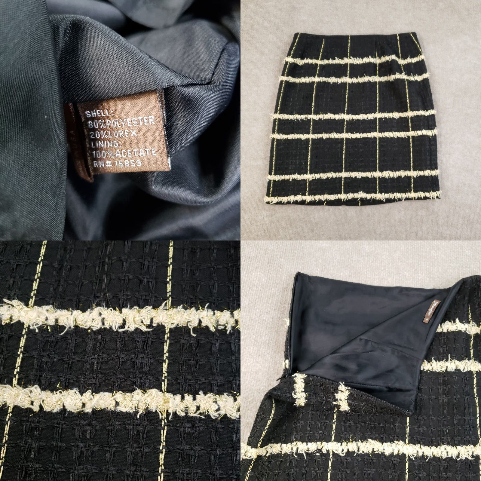J.McLaughlin J. Mclaughlin Skirt Womens Size 6 Black Gold Knee Length A-line Lined Casual Size 28" / US 6 / IT 42 - 8 Thumbnail