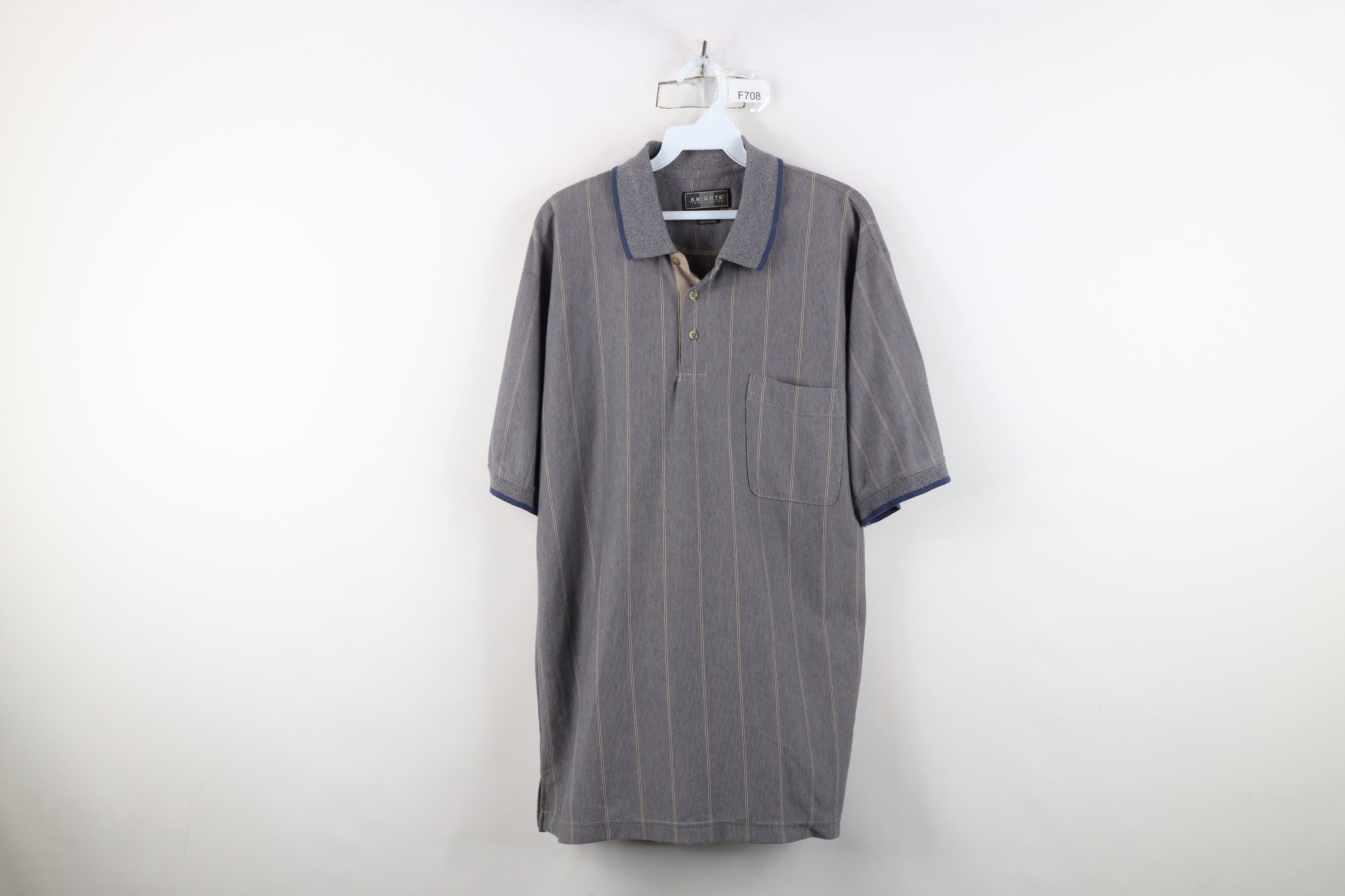 Vintage Vintage 90s Streetwear Striped Knit Collared Golf Polo Shirt Size US L / EU 52-54 / 3 - 1 Thumbnail
