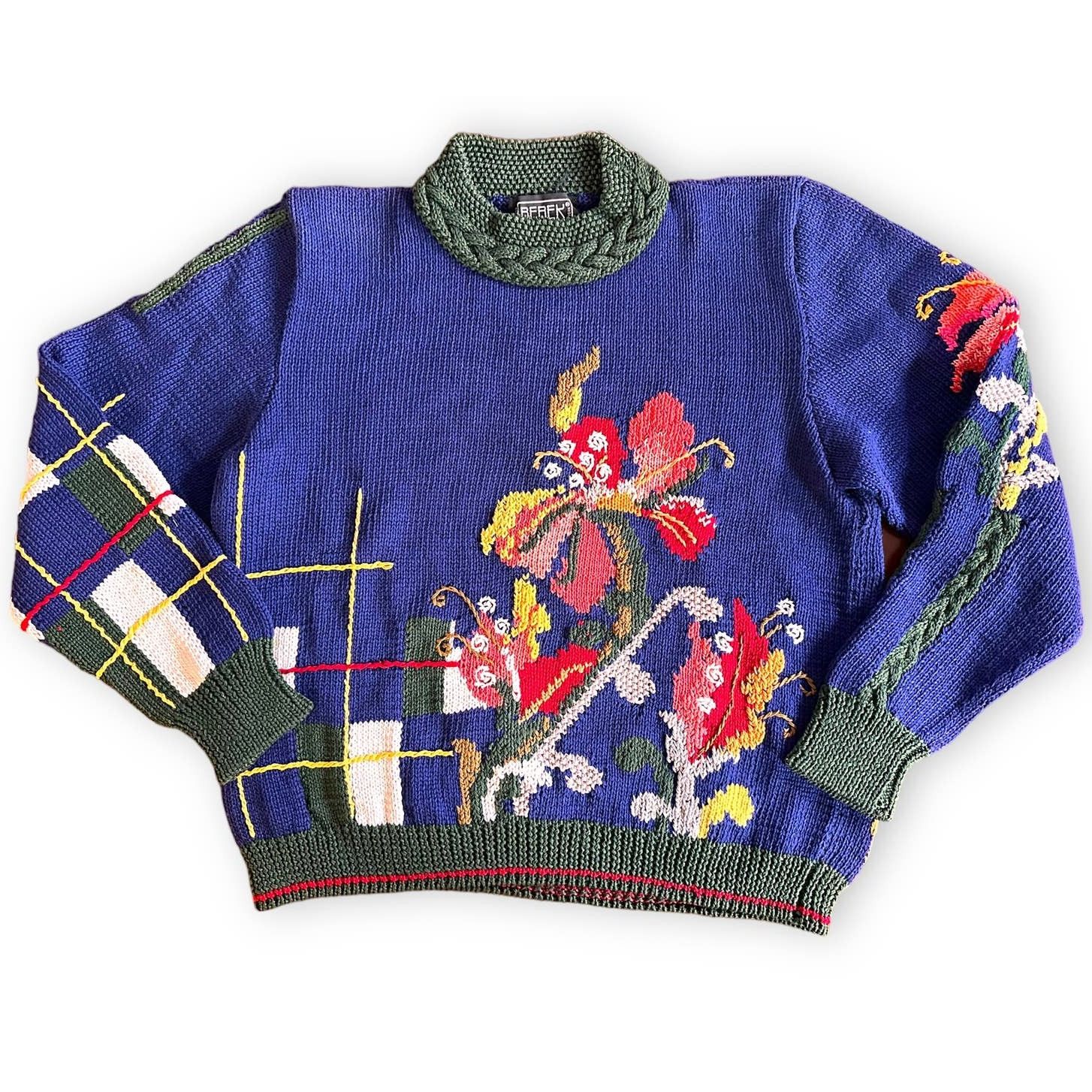 0 Vintage Berek Marta D Hand knit Floral Plaid Sweater Granny Size L / US 10 / IT 46 - 6 Thumbnail