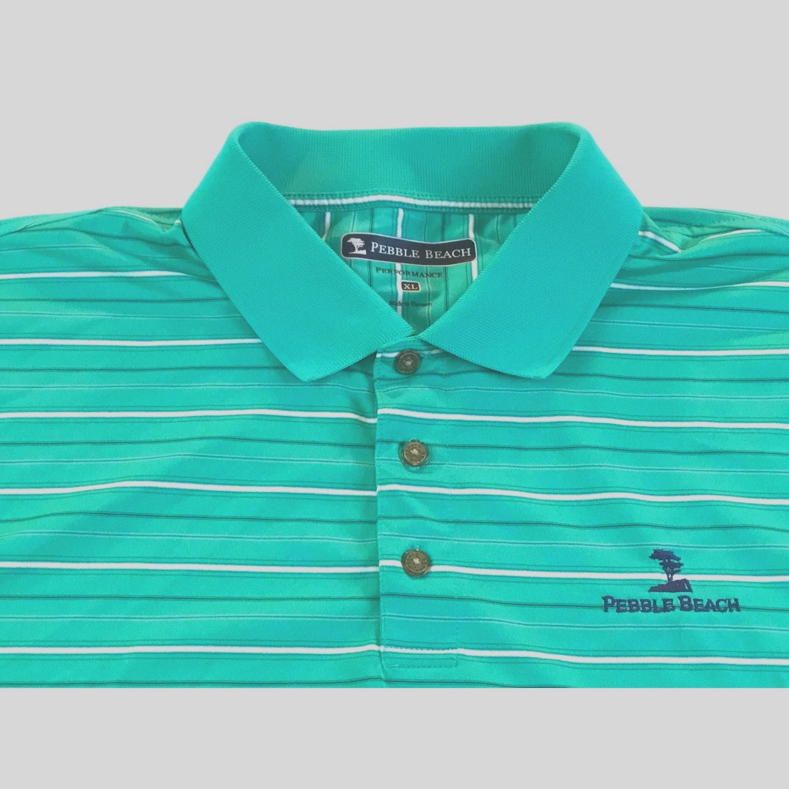 Other Pebble Beach Golf Performance Polo Shirt Green Stripe XL Size US XL / EU 56 / 4 - 2 Thumbnail