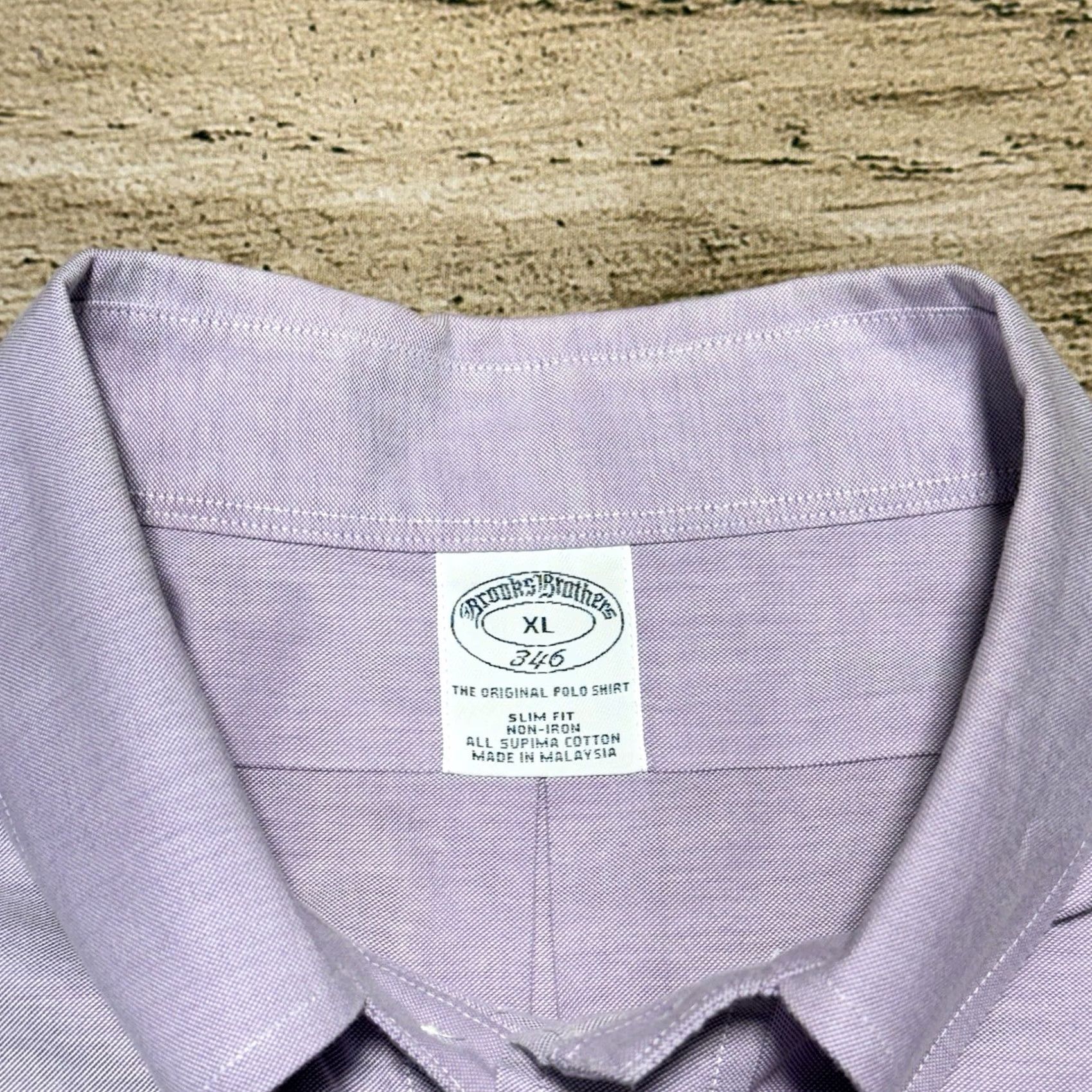 Brooks Brothers Brooks Brothers Shirt XL Purple Oxford Dress Shirt OCBD Slim Fit Non Iron Supima Regular Pattern Solid Long Sleeve Button-Down Collar Women? Size 46R - 3 Thumbnail