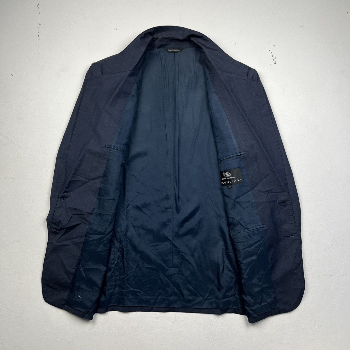Balenciaga Vintage Balenciaga Pour Homme Pin-Stripe Tailored jacket Size US M / EU 48-50 / 2 - 7 Thumbnail