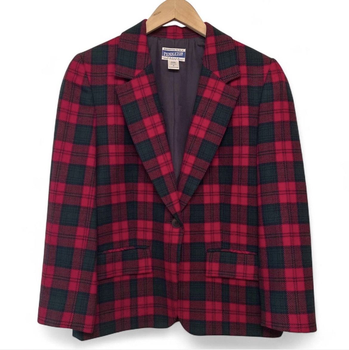 Pendleton Women’s Pendleton Red Plaid 90s Wool Blazer Size M / US 6-8 / IT 42-44 - 1 Thumbnail