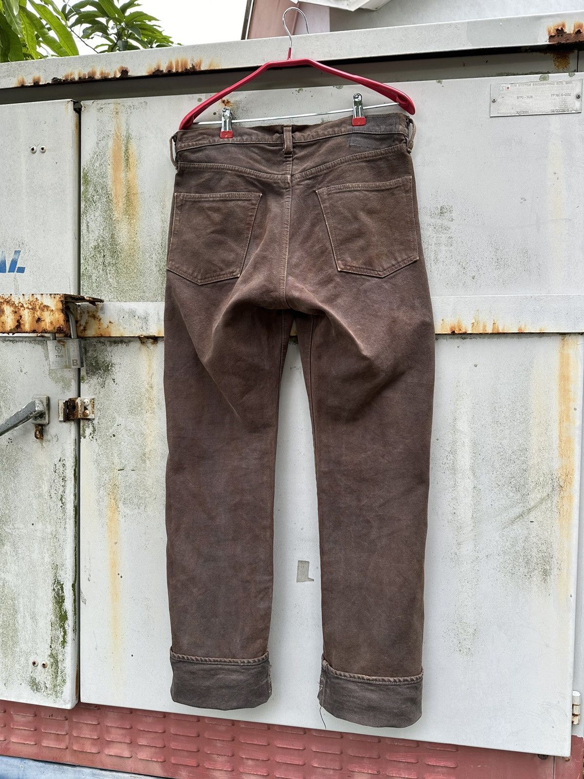 Vintage 👹Vintage THRASHED Bartack Brown Denim Size US 31 - 2 Thumbnail