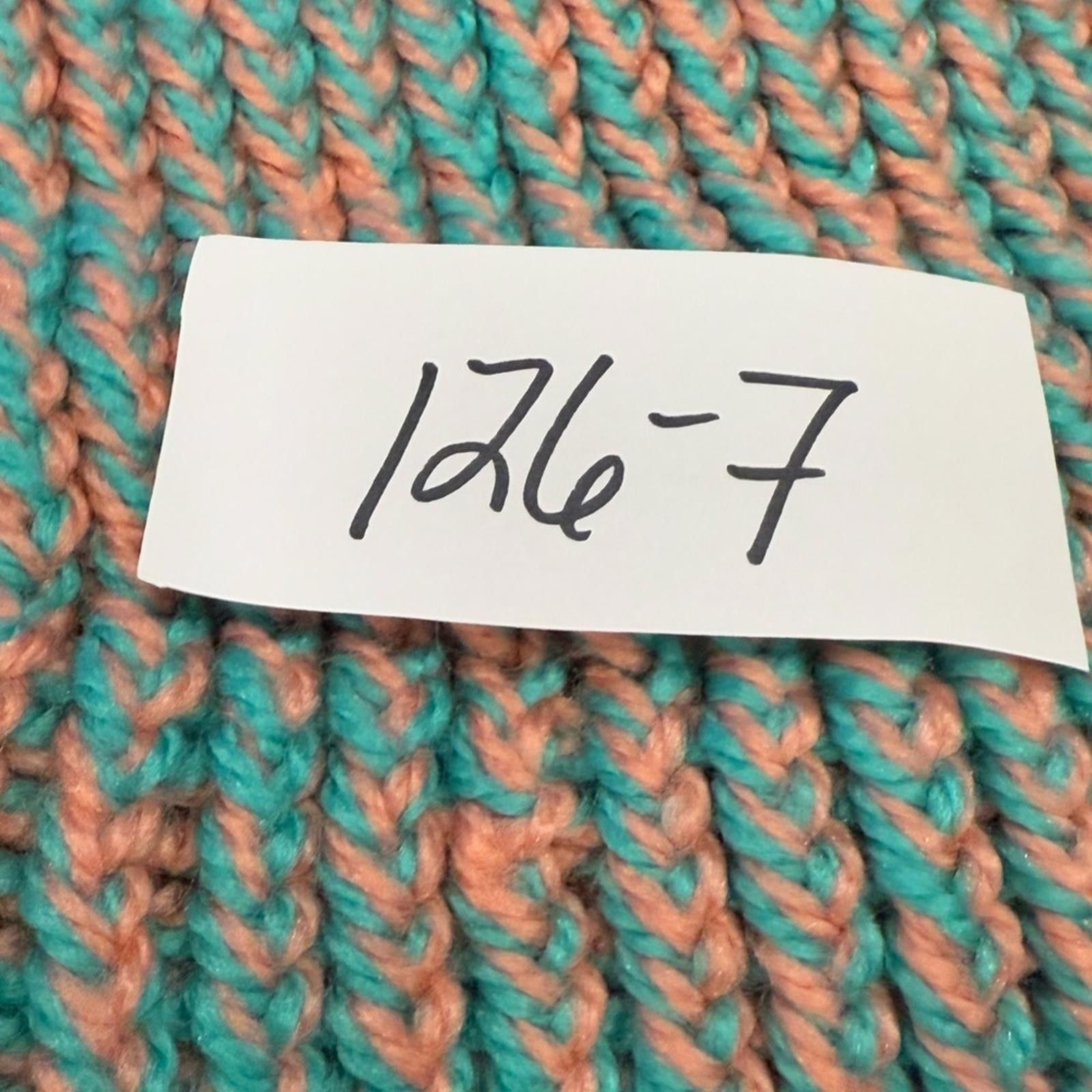 Other Beanie hat in a teal and pink braided knit pattern Size ONE SIZE - 6 Thumbnail