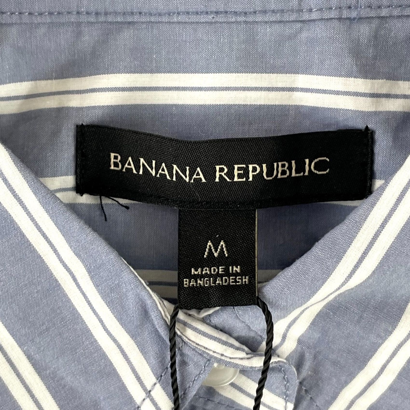 Banana Republic Banana Republic Shirt Men Medium Blue Striped Long Sleeve Office Preppy NWT Size US M / EU 48-50 / 2 - 2 Thumbnail