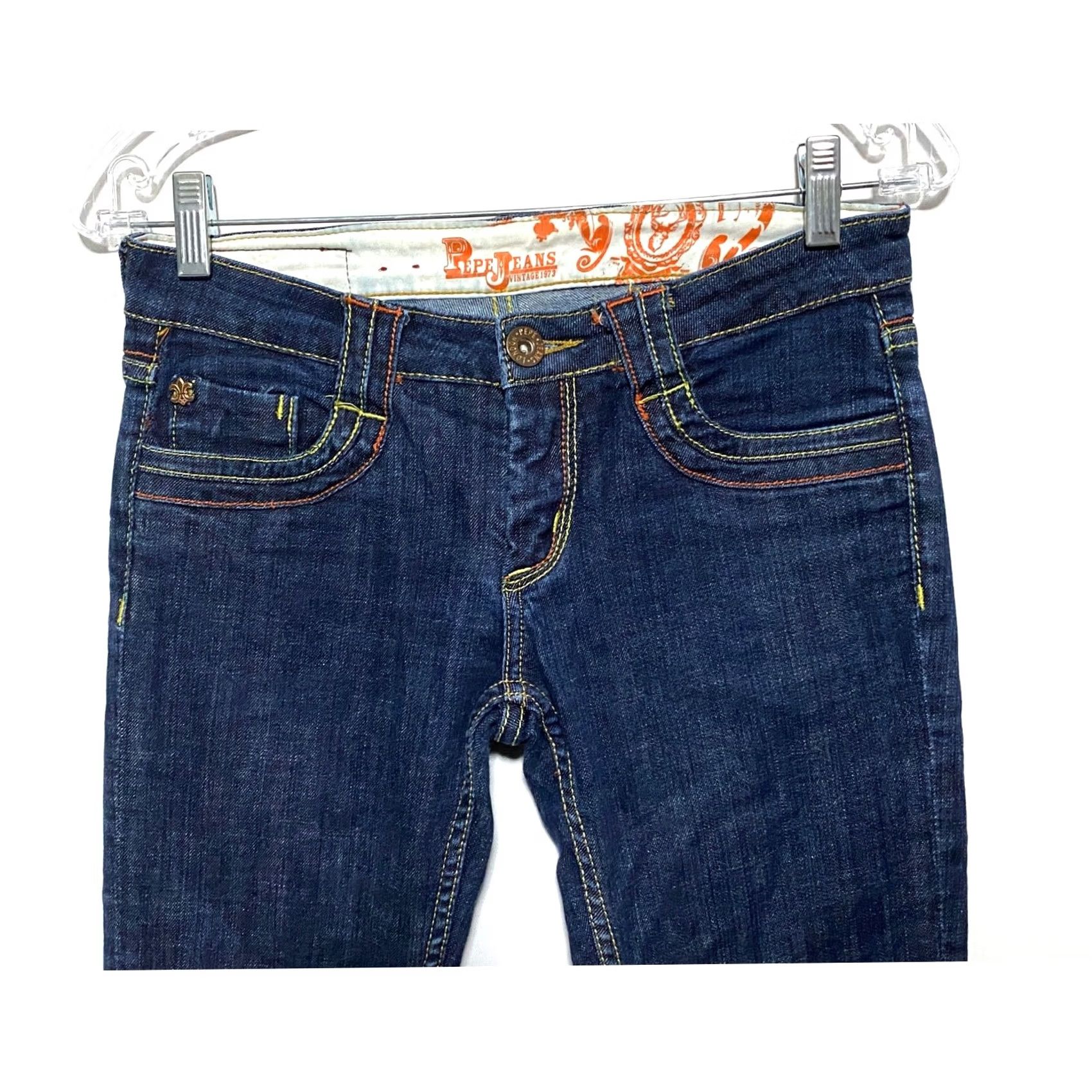 Pepe Jeans VINTAGE Pepe Jeans London 1973 Womens Jeans High-Embroidered Thick Stitch Pockets Y2K Blue 27 Pants Womens Size 27" / US 4 / IT 40 - 4 Thumbnail