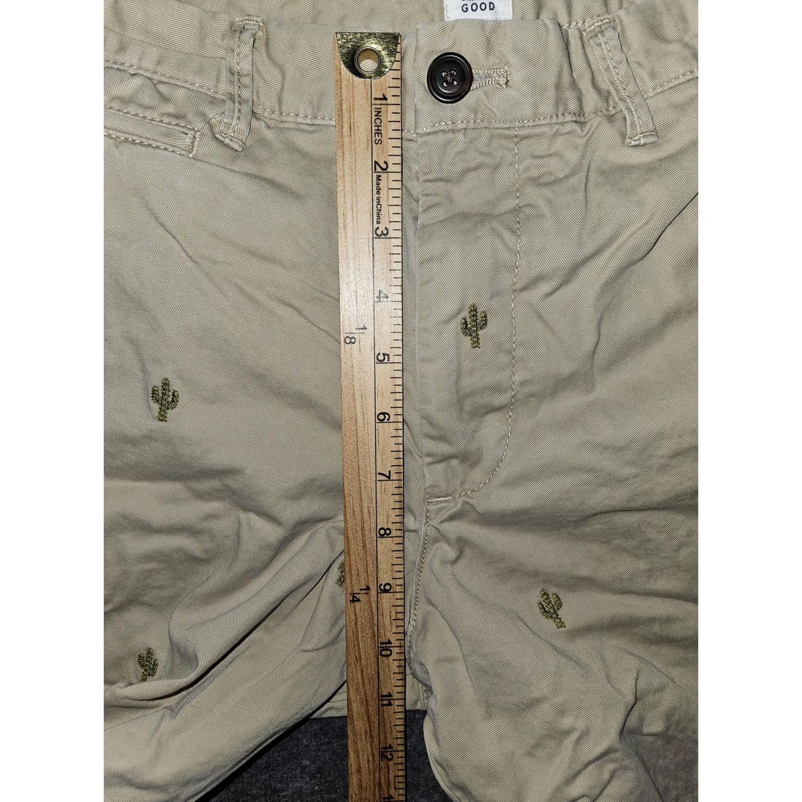 Gap Gap Mens Chino Shorts 32 Beige Cactus Embroidered Cotton Casual Slim? Regular Fit - 9in Inseam - Zip Fly - Pockets - Summer Mens Size US 32 / EU 48 - 5 Thumbnail