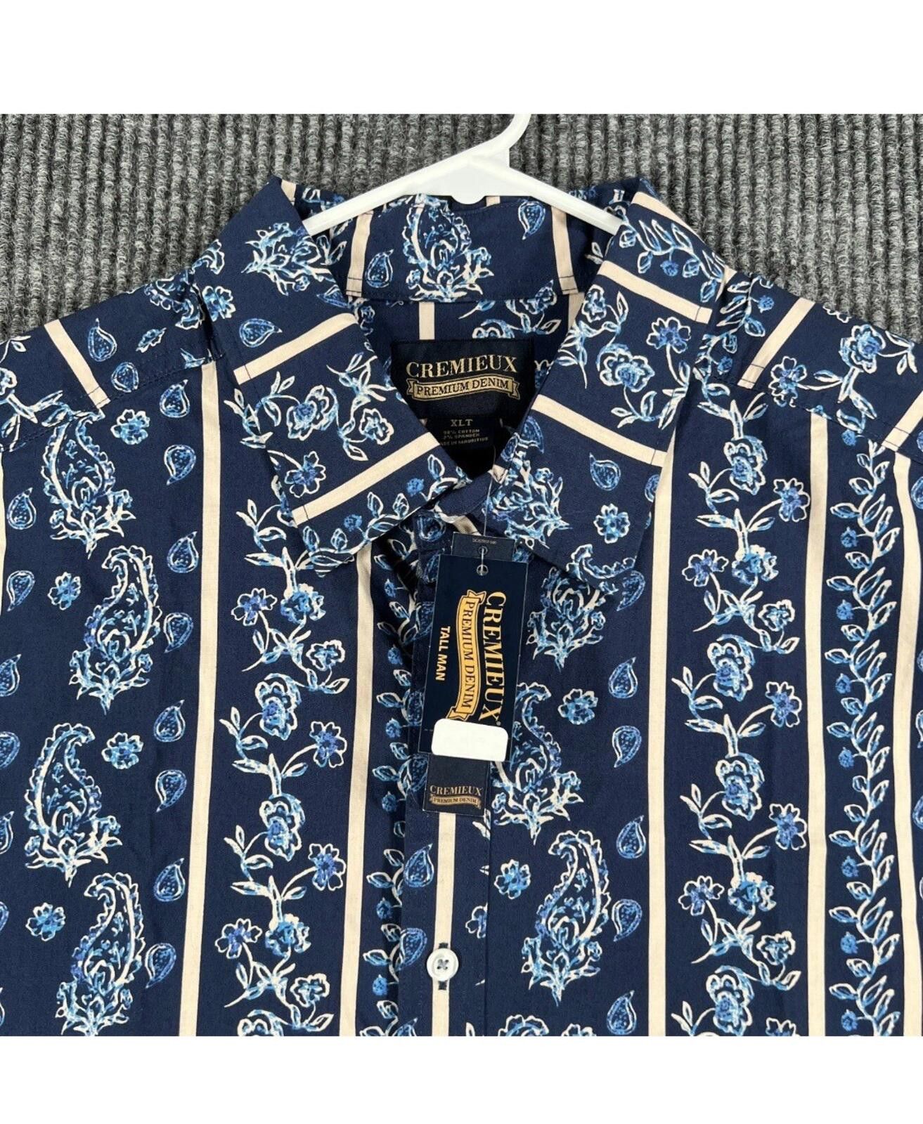 Cremieux Cremieux Shirt Men's XLT Extra Large Tall Blue Paisley Size US XL / EU 56 / 4 - 1 Thumbnail