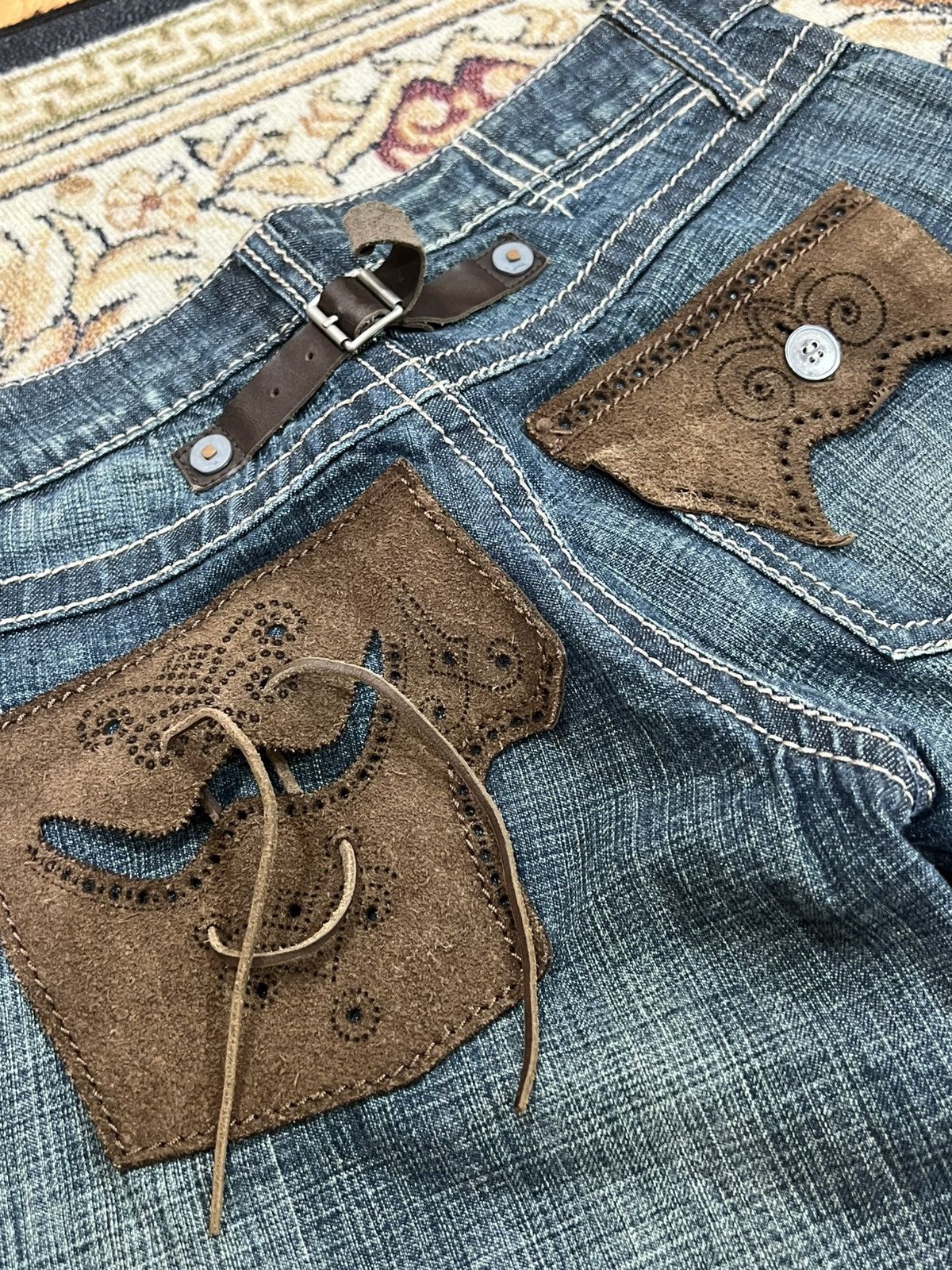 Marithe + Francois Girbaud Marithe Francois Girbaud Denim Suede Leather Cowboy Pocket Size 30" / US 8 / IT 44 - 3 Thumbnail