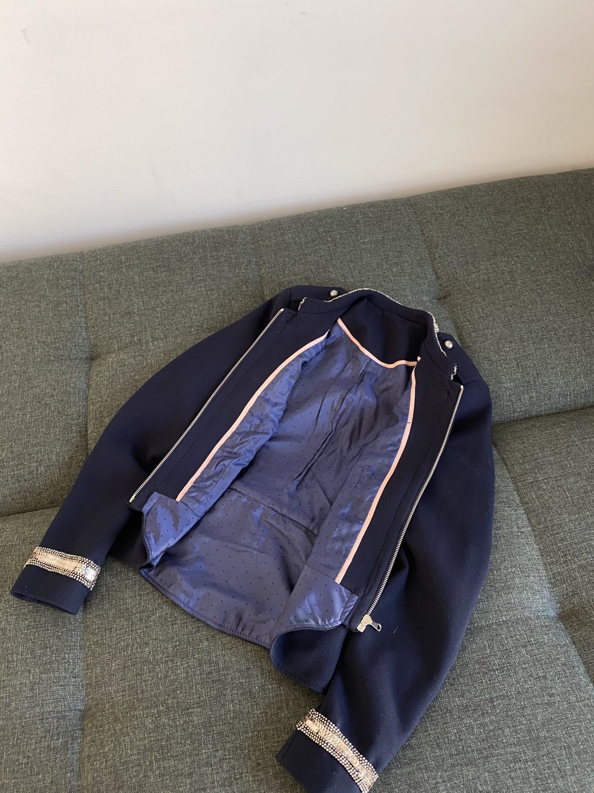 Japanese Brand Vintage Napoleon Jacket Military Rhinestones Y2K Zipper Size M / US 6-8 / IT 42-44 - 6 Thumbnail