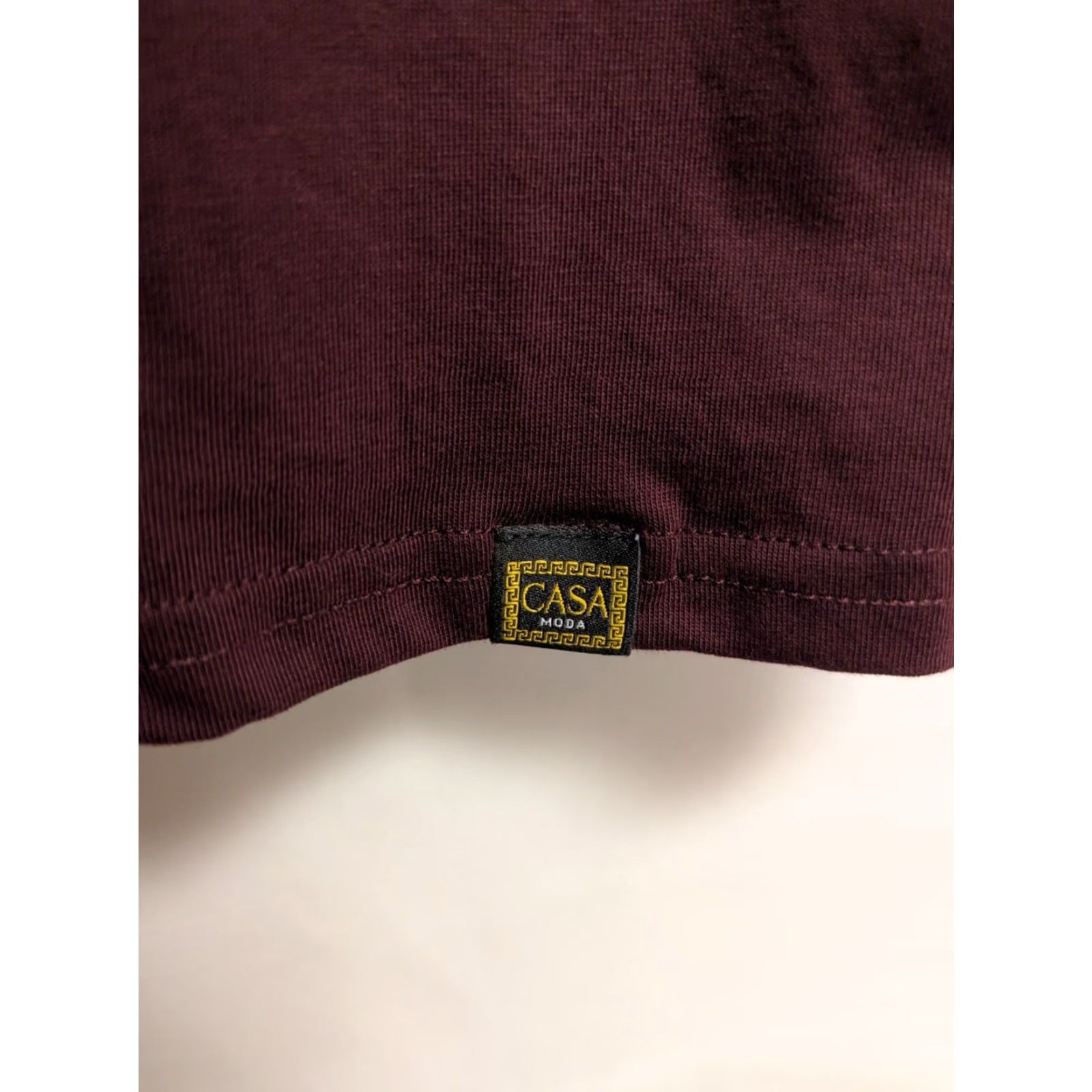 Vintage Casa Moda Couture Polo Shirt Men XL Maroon Greek Key Versace Pattern Short Sleeve Collared Zip Polo Shirt Couture Mens Size US XL / EU 56 / 4 - 2 Thumbnail