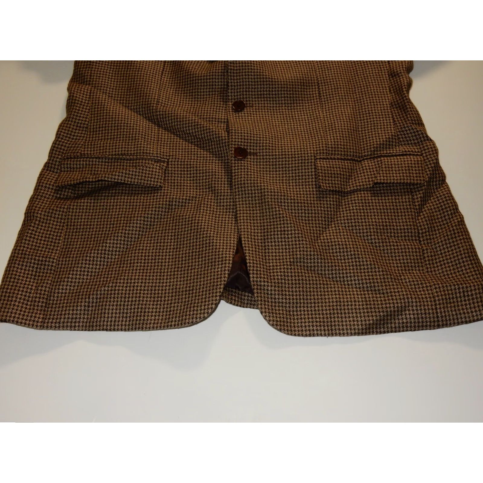 John Varvatos JOHN VARVATOS Houndstooth Blazer Jacket Men's Size 42R Brown Wool Size 42R - 3 Thumbnail