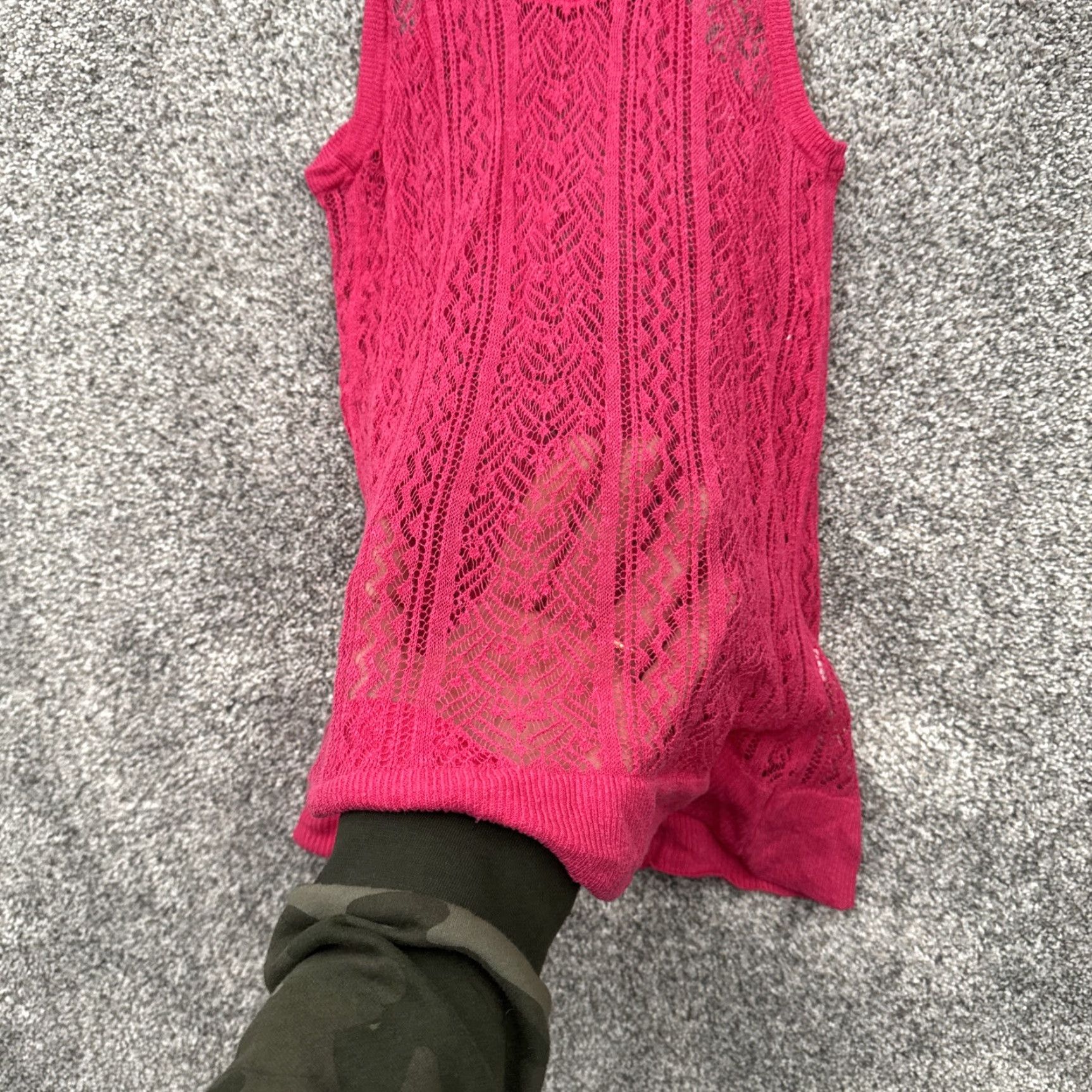 Vintage Aerie Tank Top Women M Pink Linen Rayon Crochet Sheer Boho Fairy Cottage Festival 90s? Size M / US 6-8 / IT 42-44 - 4 Thumbnail