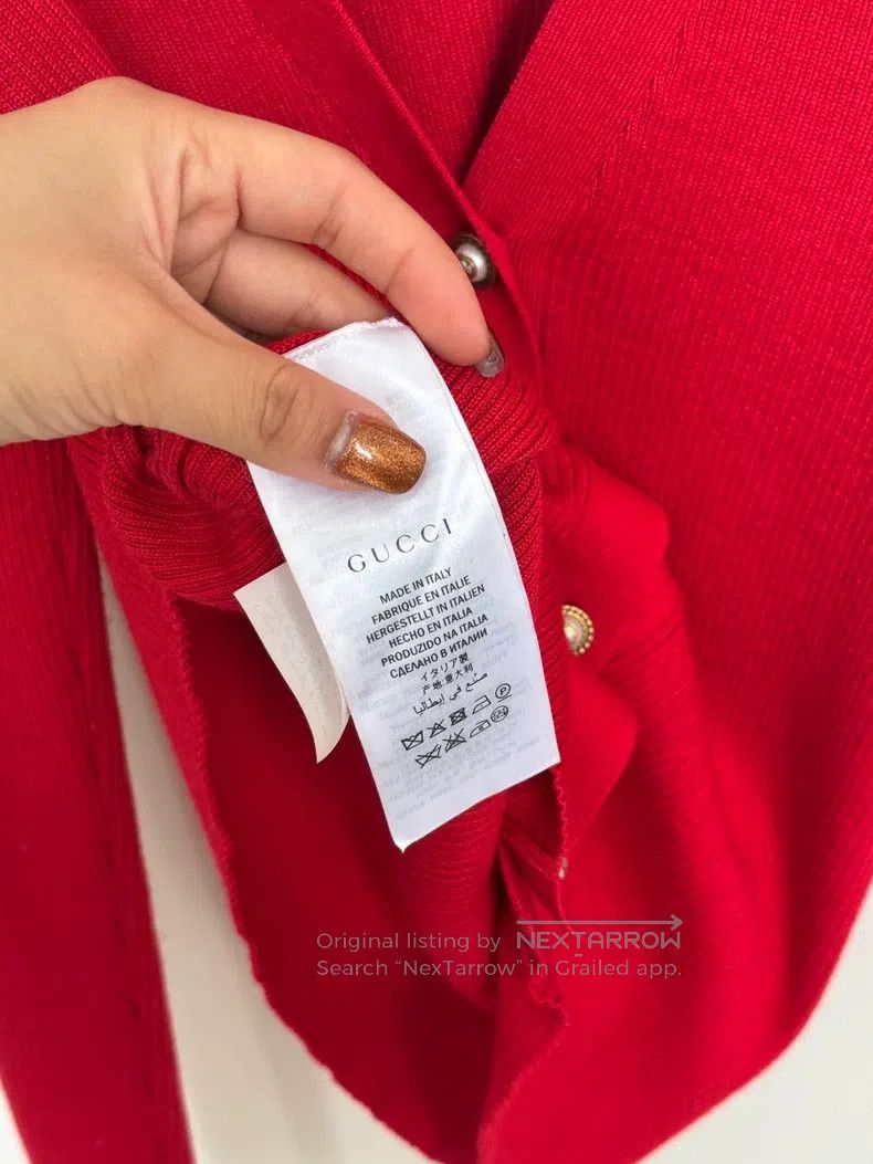 Gucci Gucci Red wood-ear knitted cardigan sweater Size M / US 6-8 / IT 42-44 - 5 Thumbnail