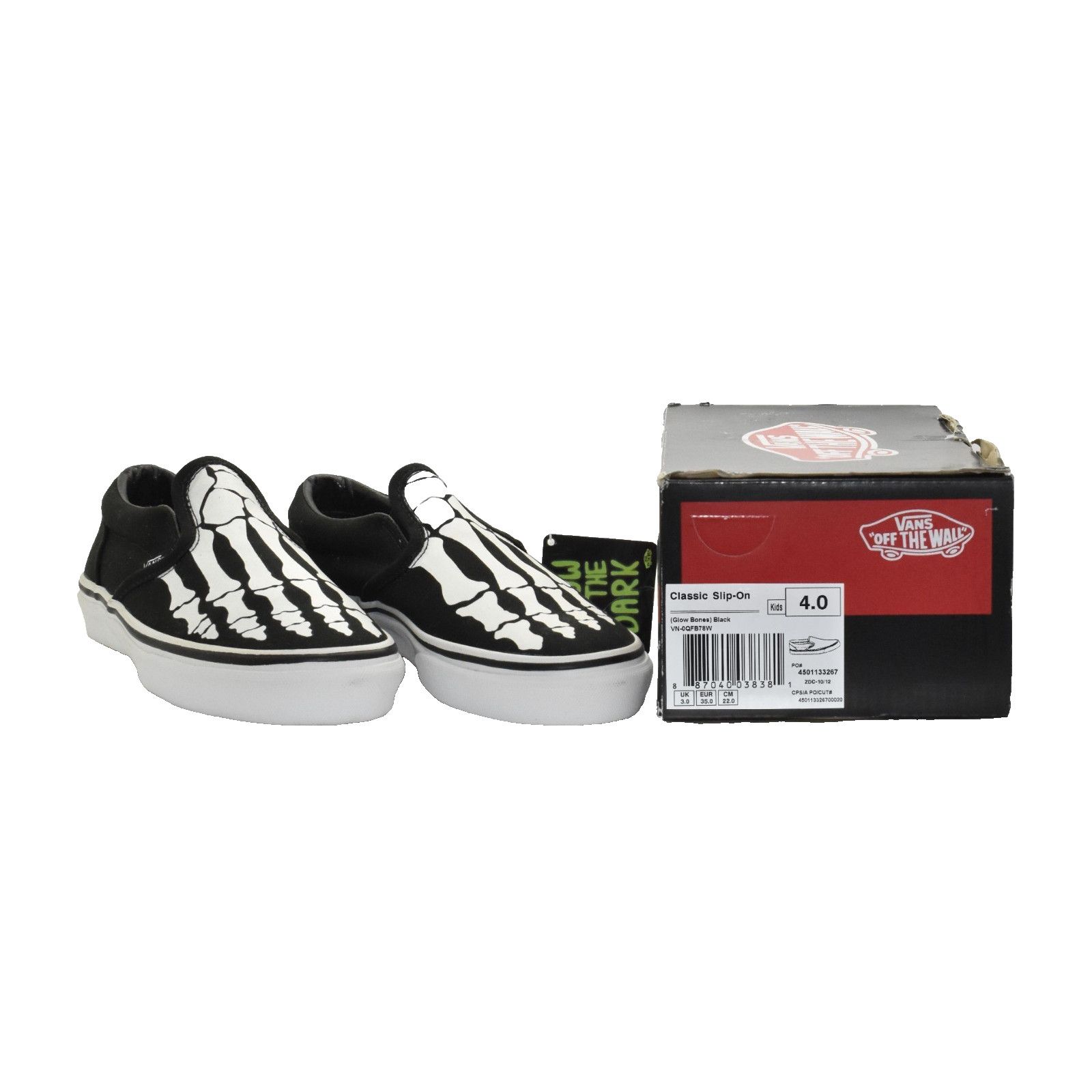 Vans NIB VANS Skeleton Feet Glow Bones Classic Kids Shoes Size 4 Size US 4 / IT 34 - 1 Thumbnail