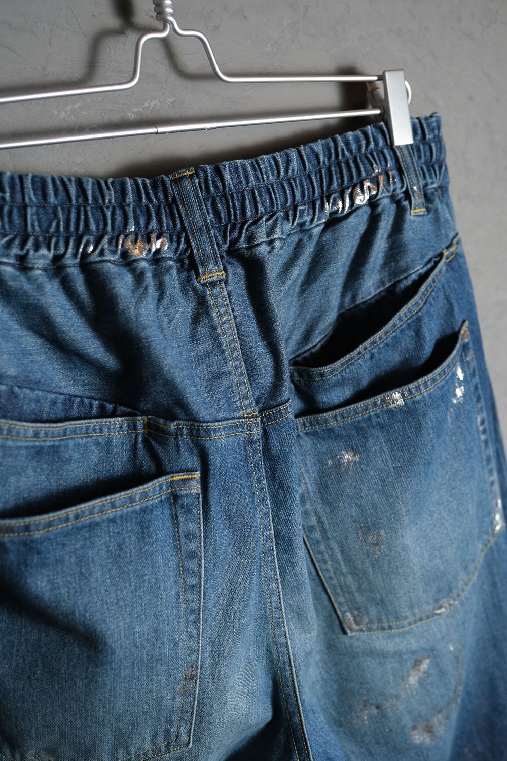Japanese Brand CLESSTE Silver Print Vintage Wash Selvedge Denim Wide Pants Size US 33 - 9 Thumbnail