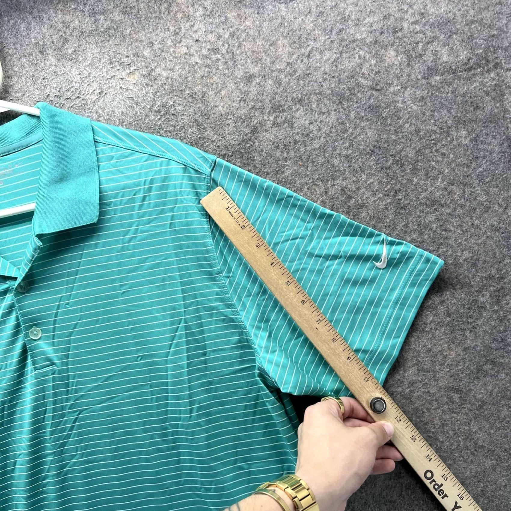 Nike Nike Golf Dri-FIT Polo Shirt Mens L Green Stripe Short Sleeve Size US L / EU 52-54 / 3 - 4 Thumbnail