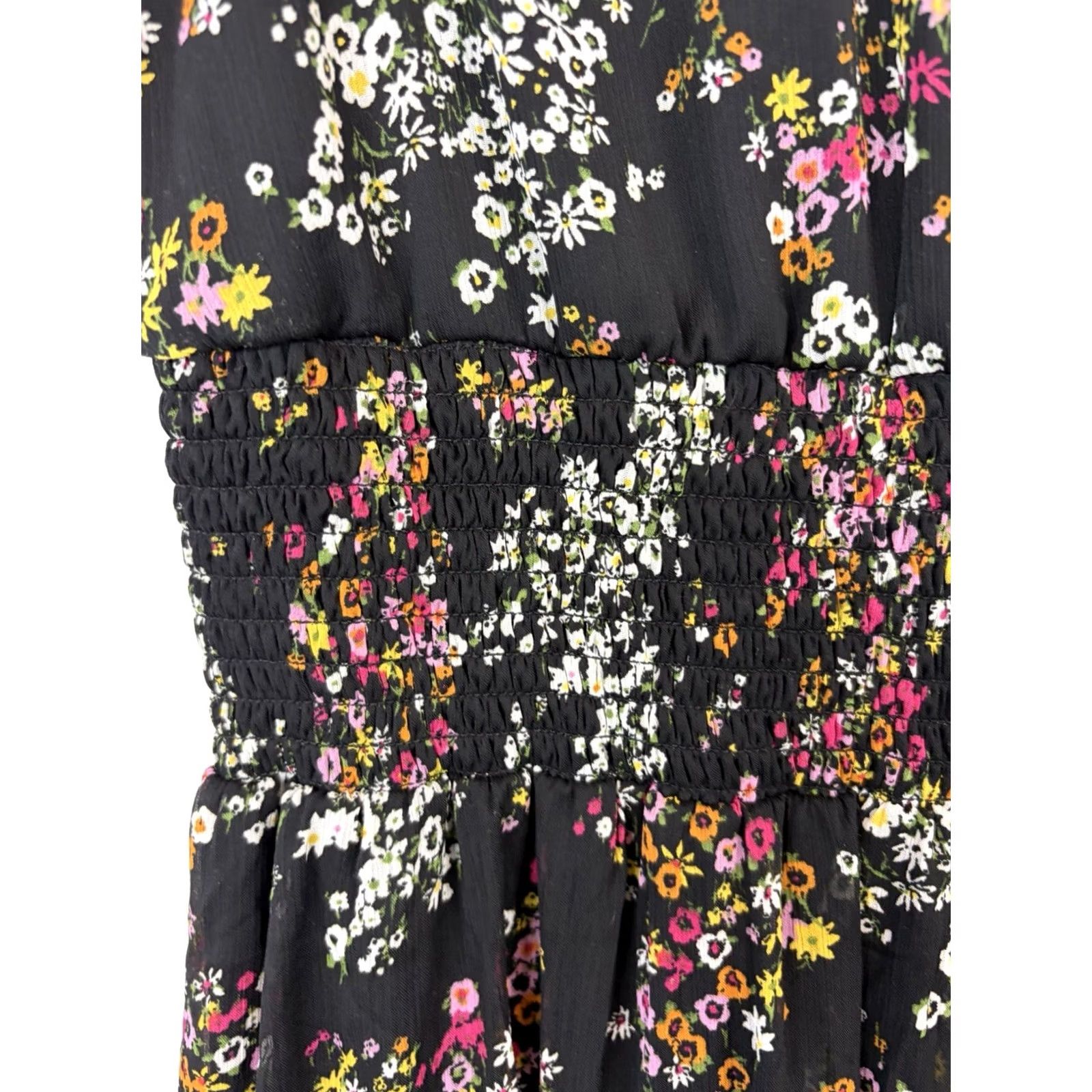 Vintage Sam and Jess Midi Dress Womens Large Black Floral Ruffle Lined Wedding Size L / US 10 / IT 46 - 5 Thumbnail