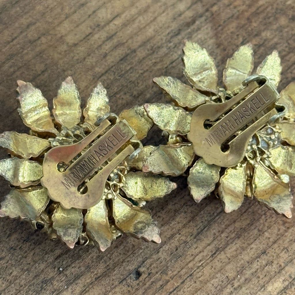 Miriam Haskell Vintage 50s Miriam Haskell Amber Rhinestone Gold Leaf Clip O Size ONE SIZE - 4 Thumbnail