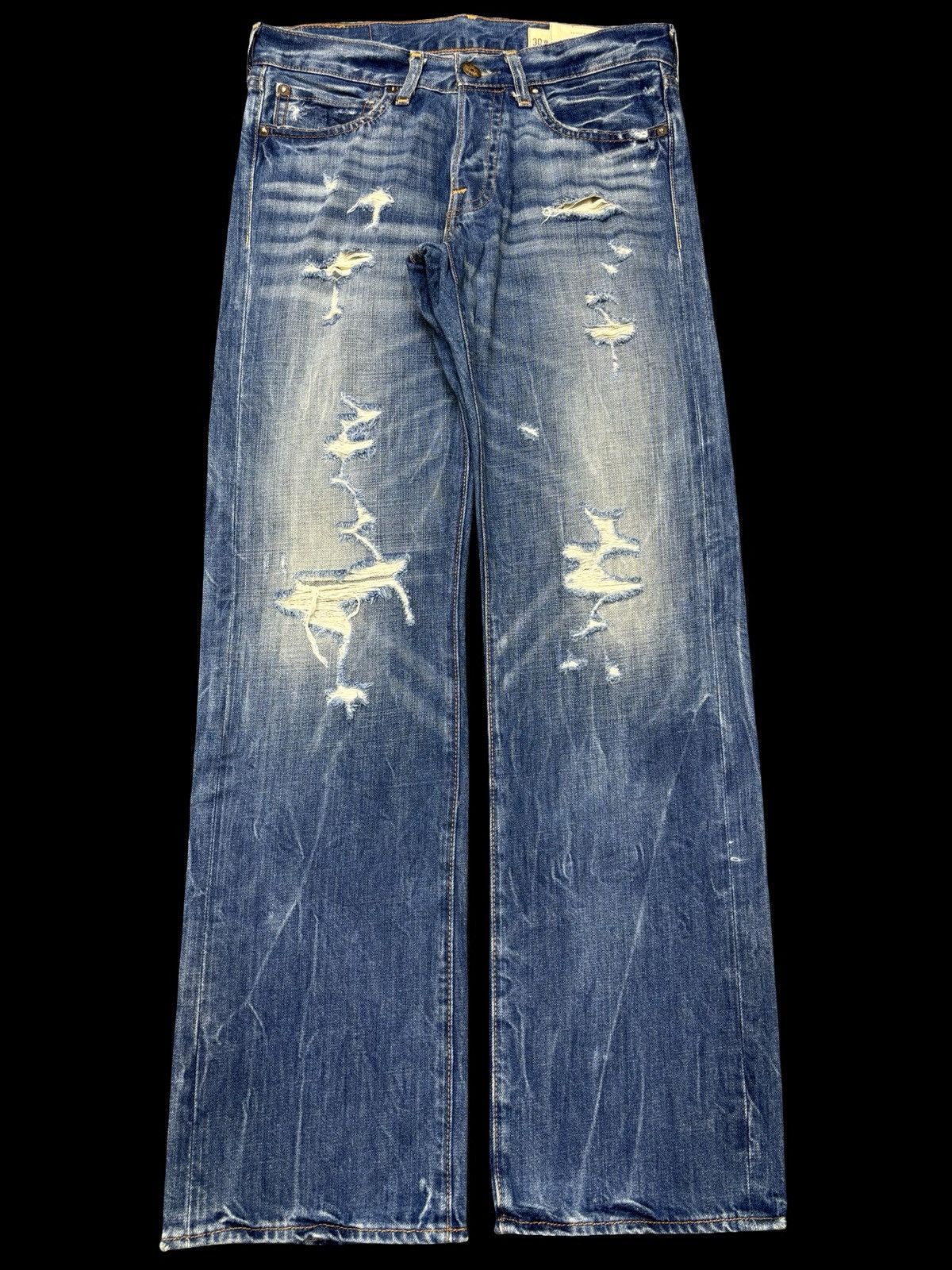 Hollister 💥90s Style💥Hollister Heavy Distressed Style Denim F636 Size US 33 - 1 Thumbnail
