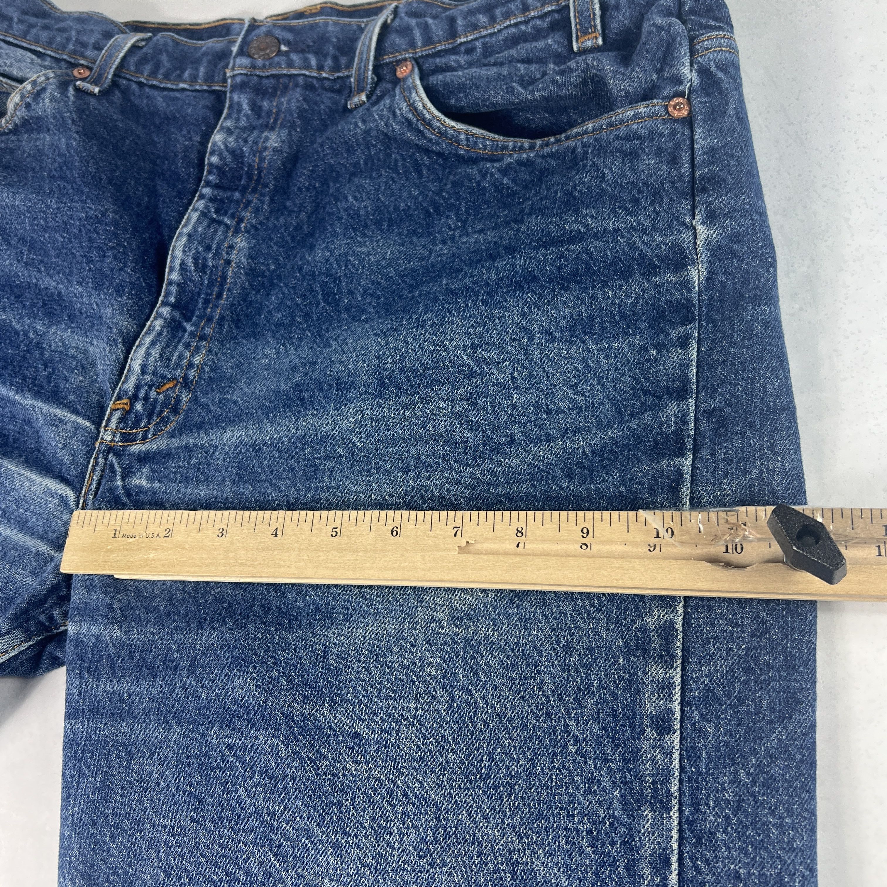 Levi's × Vintage VTG 90s Levi's Jean 505 Straight Dark Blue Denim Orange Tab Size US 37 - 19 Thumbnail