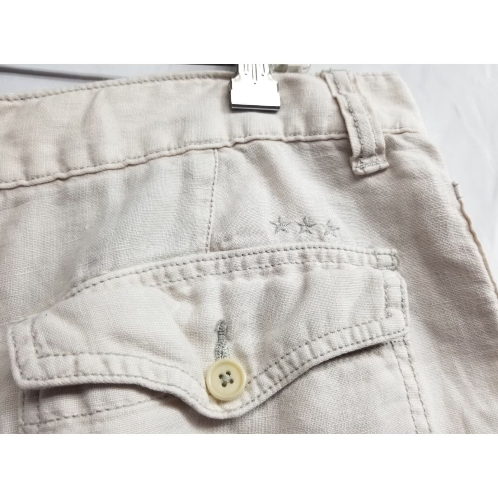 John Varvatos John Varvatos Men Shorts Casual Chino Linen 34 Pockets Beige/Khaki USA Mens Size US 34 / EU 50 - 3 Thumbnail