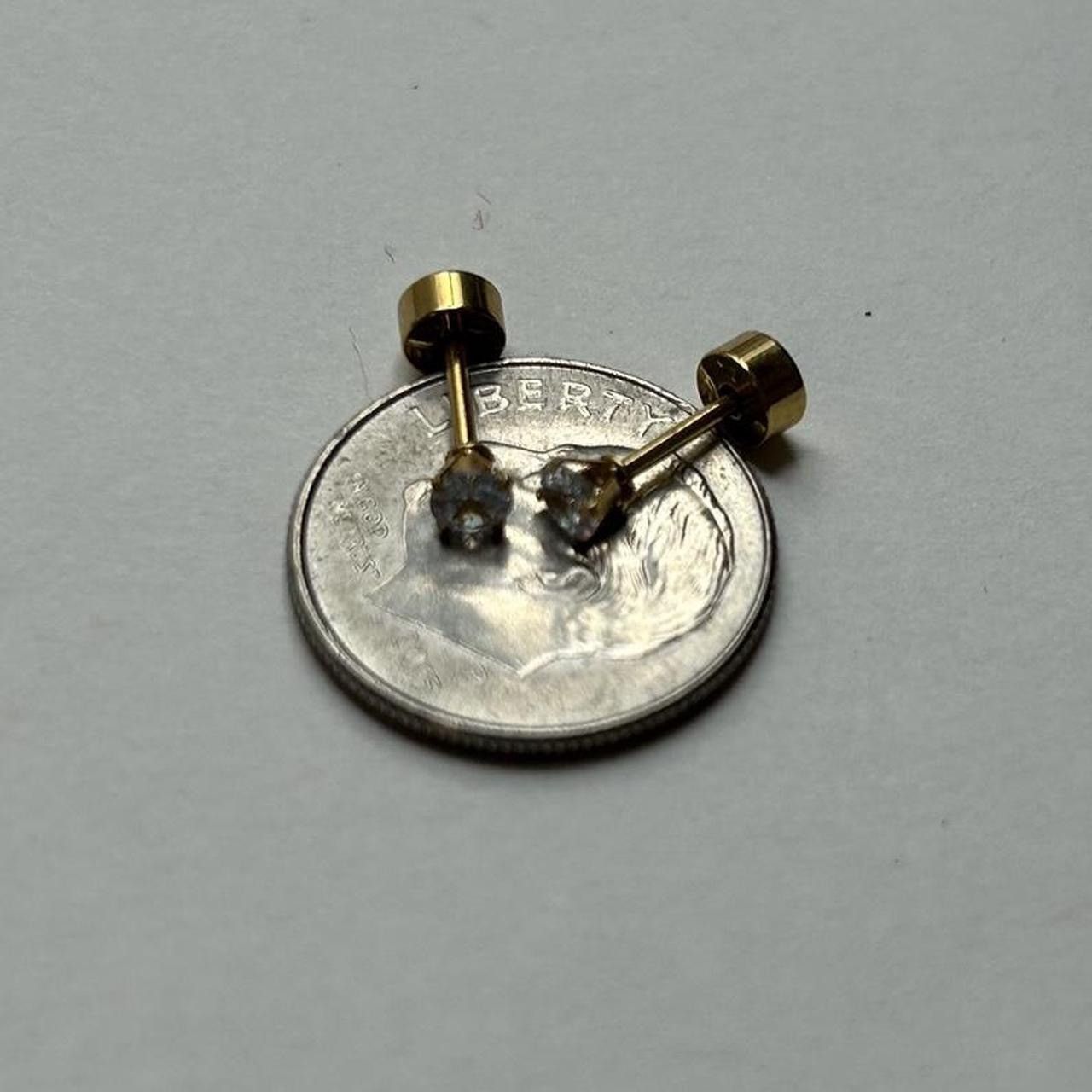 Vintage 18k Gold Round White Crystal Zircon Stud Earrings ERG-R-S Size ONE SIZE - 3 Thumbnail