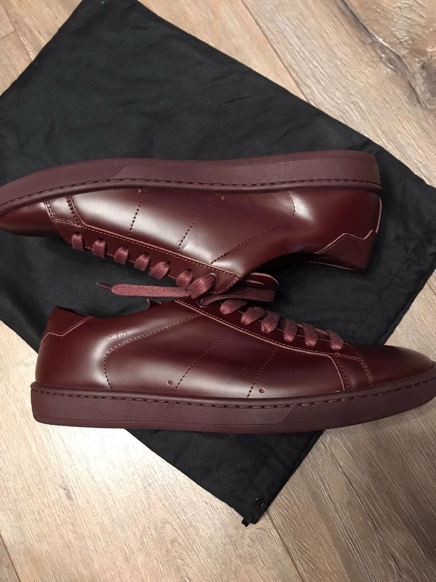 Saint Laurent Paris SLP 40 burgundy leather sneakers new with bag no box Size US 7 / EU 40 - 7 Thumbnail