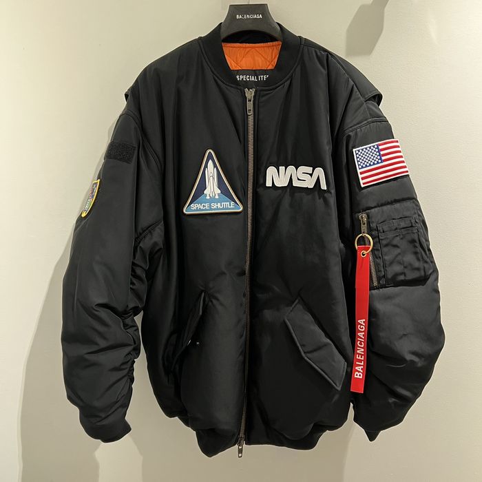 BALENCIAGA cotton NASA oversized patch logo embroidery Long sleeve shirt tops black 39