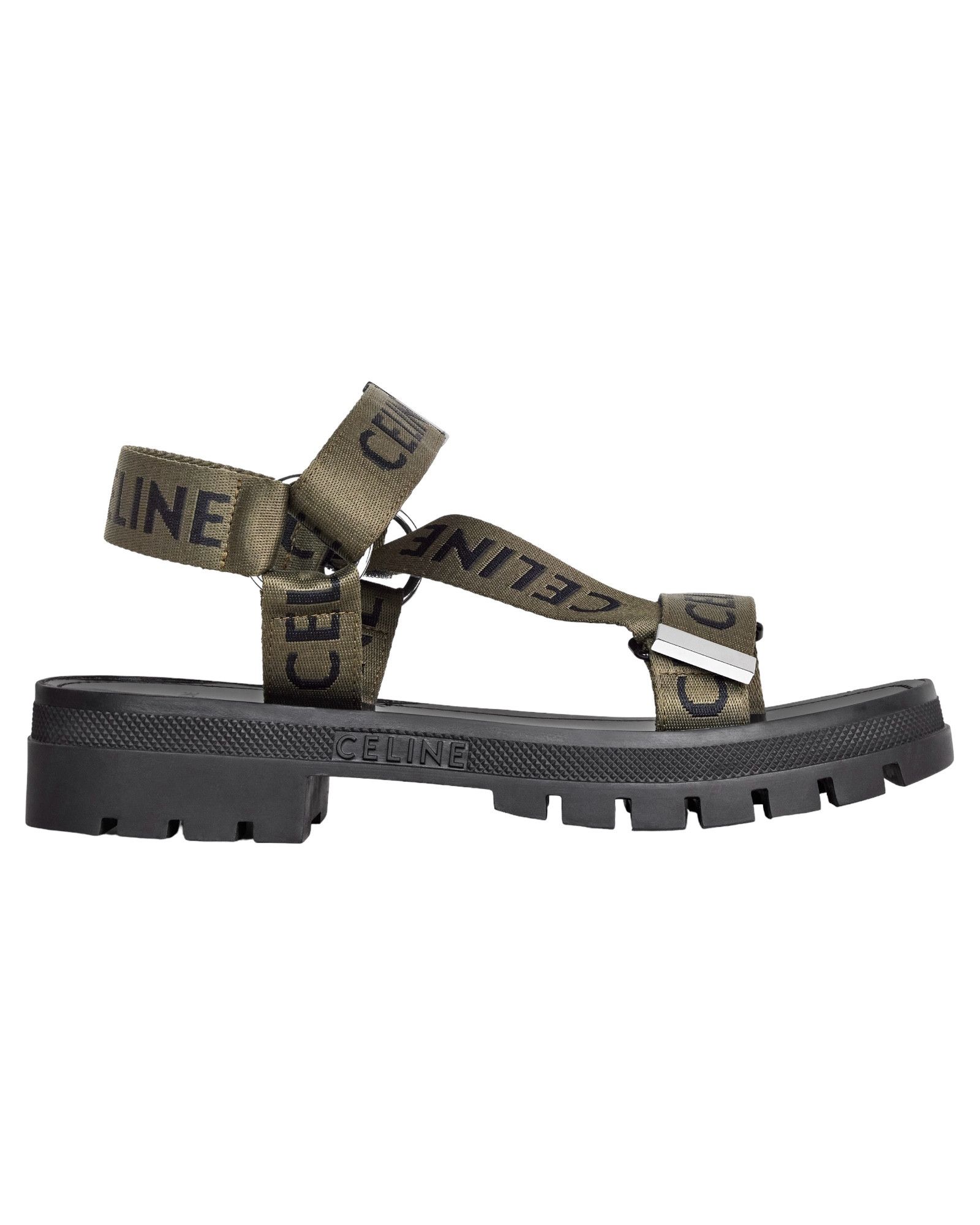 image of 346742208C.15Kn Leo Strappy Sandal With "Celine" Jacquard in Khaki, Men's (Size 10)