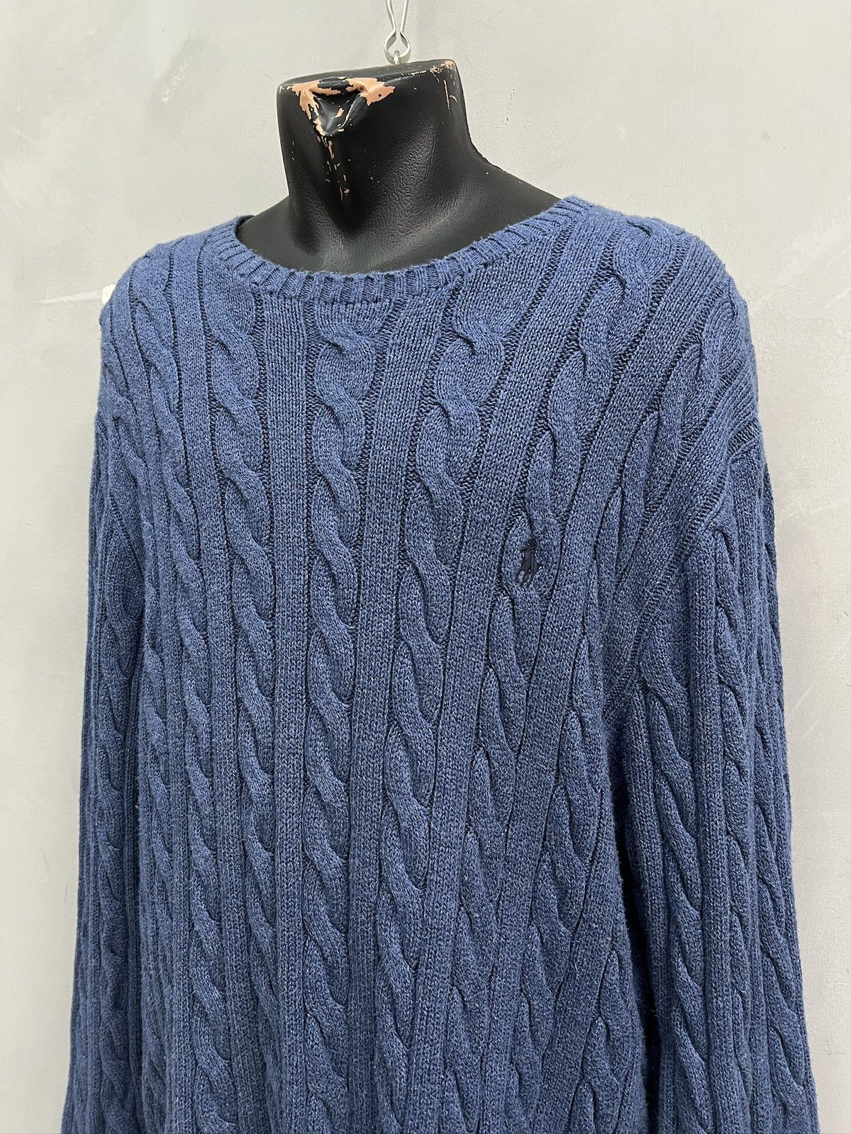 Polo Ralph Lauren Blue Knit Sweater Cable Knit Vintage Cozy Casual Style Size US XL / EU 56 / 4 - 2 Thumbnail