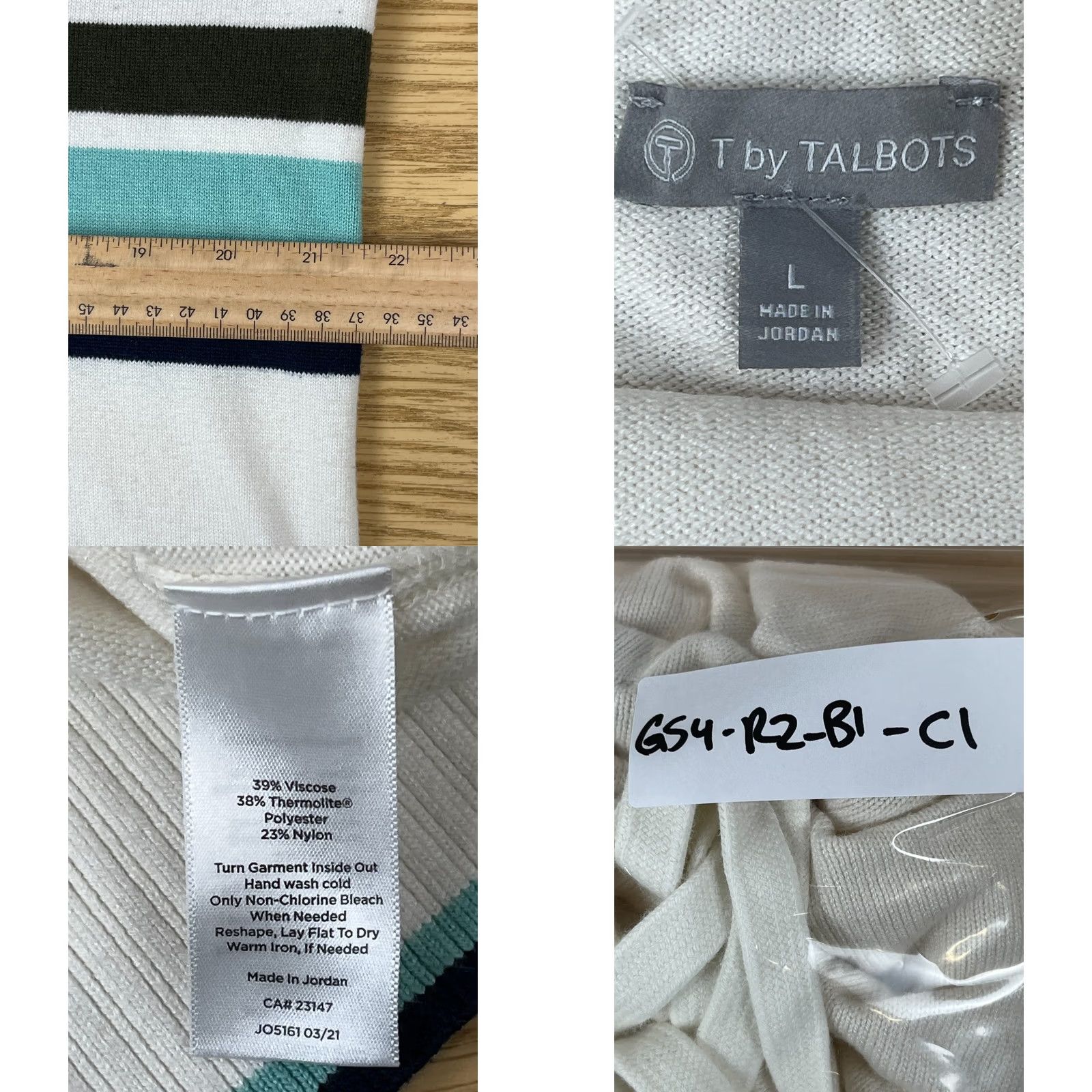 Talbots Talbots Hoodie Womens Large Cream Multicolor Striped Pullover Knit Sweater Size L / US 10 / IT 46 - 8 Thumbnail