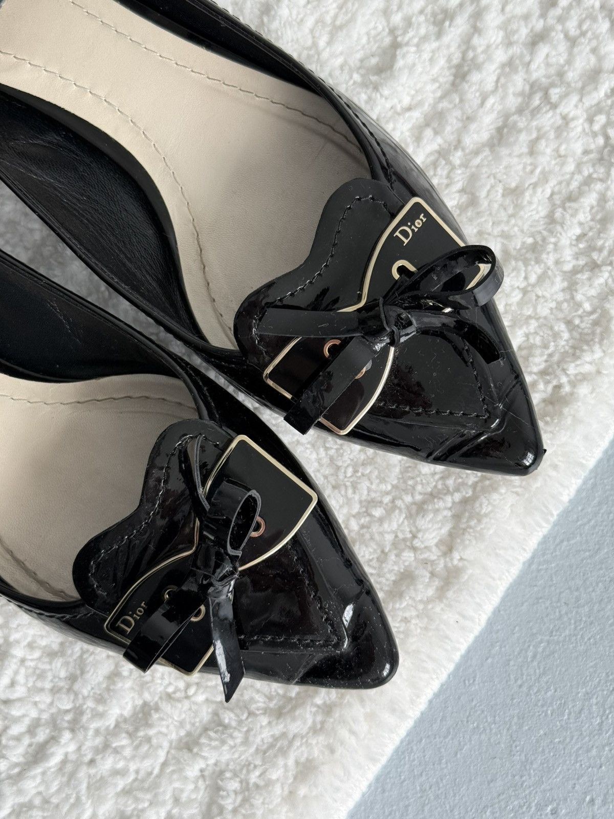 Dior Dior Patent Leather Pointed Toe Bow Ballet Flats Black Size US 8 / IT 38 - 5 Thumbnail