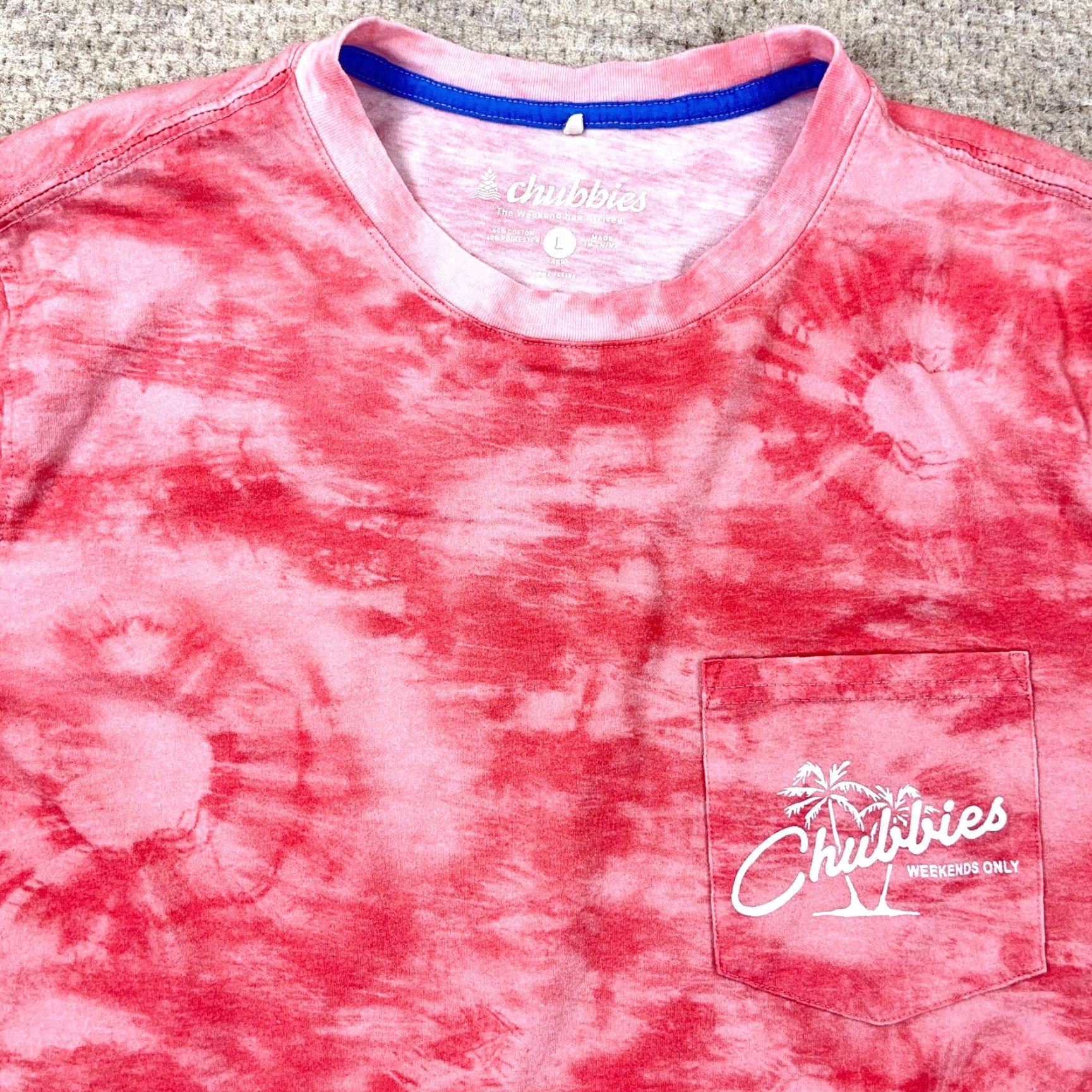Chubbies Chubbies Shirt Men Large Pink Pocket Tee Tie Dye Cotton Regular Fit Preppy Adult Size US L / EU 52-54 / 3 - 2 Thumbnail