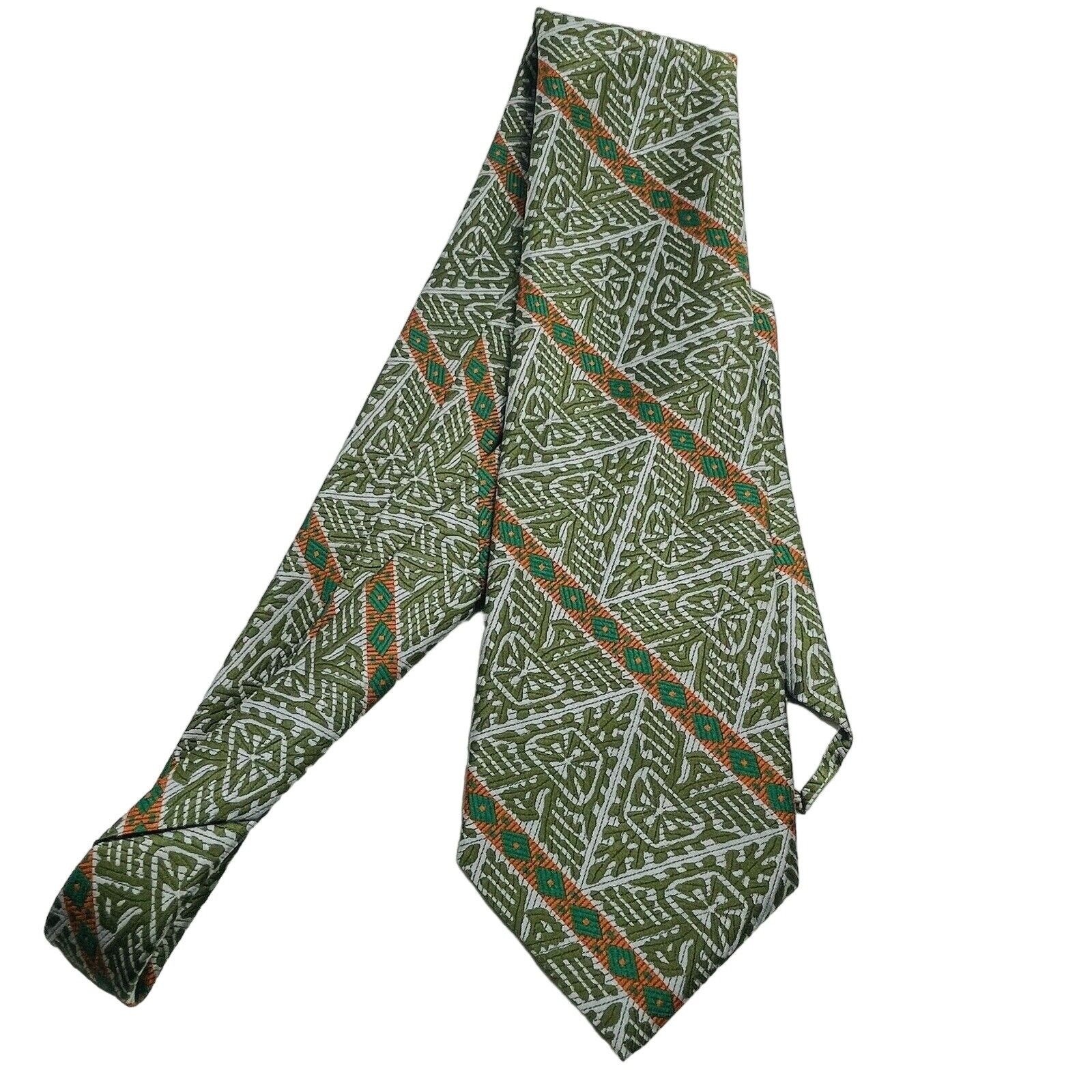 Vintage The Huckster Mens Necktie Green Orange Neck Tie Size ONE SIZE - 10 Thumbnail