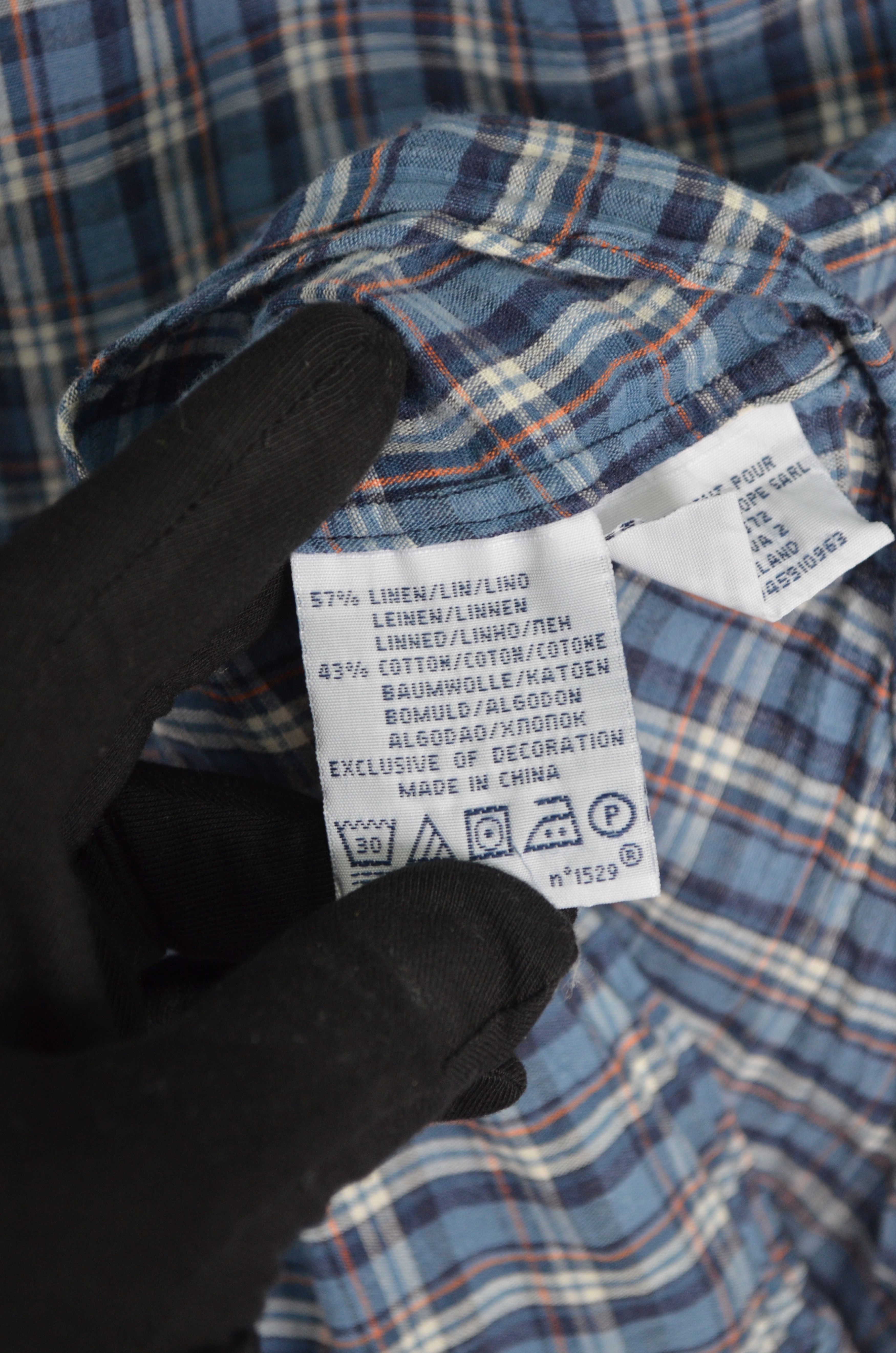 Designer × Polo Ralph Lauren Polo Ralph Lauren Check Blue White Linen\Cotton Slim Shirt Size US L / EU 52-54 / 3 - 9 Thumbnail