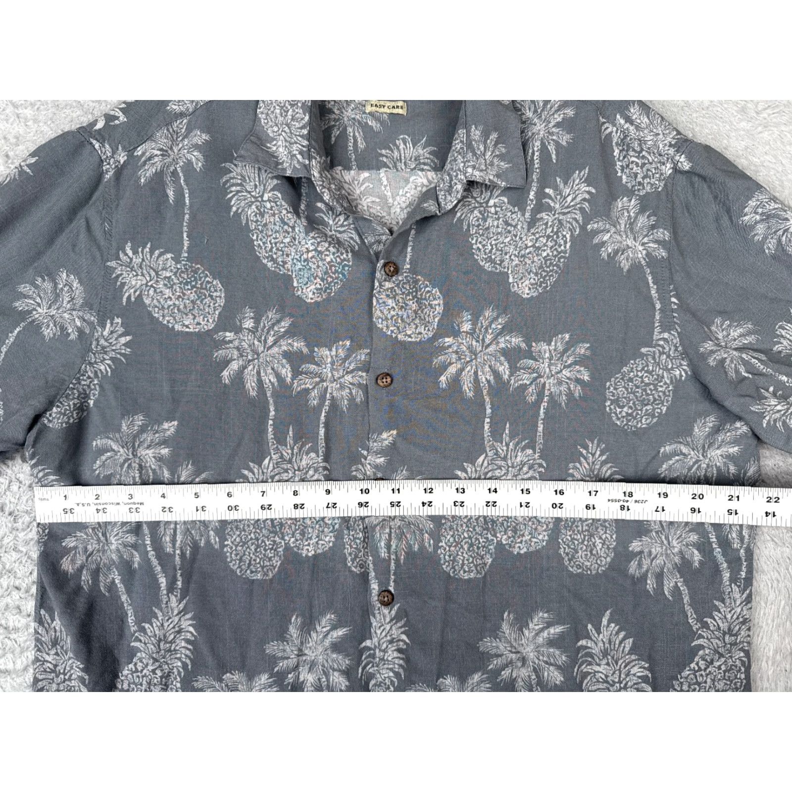 Vintage Batik Bay Shirt Men XL Gray Floral Pineapple Hawaiian Button Up Rayon Size US XL / EU 56 / 4 - 7 Thumbnail
