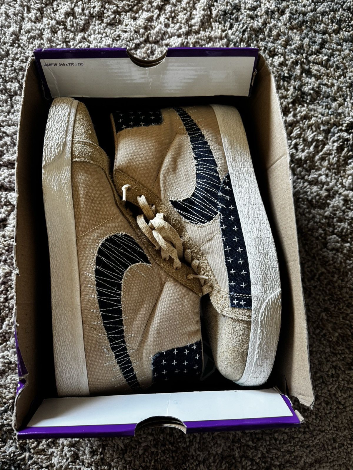 Nike × Vintage Nike Blazer Mid SB ‘Sashiko Pack - Sesame’ Size US 13 / EU 46 - 1 Thumbnail