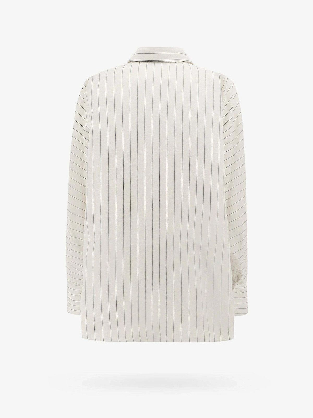 Brunello Cucinelli o1y0725 Striped Shirt in Off-White/Black Size S / US 4 / IT 40 - 2 Thumbnail