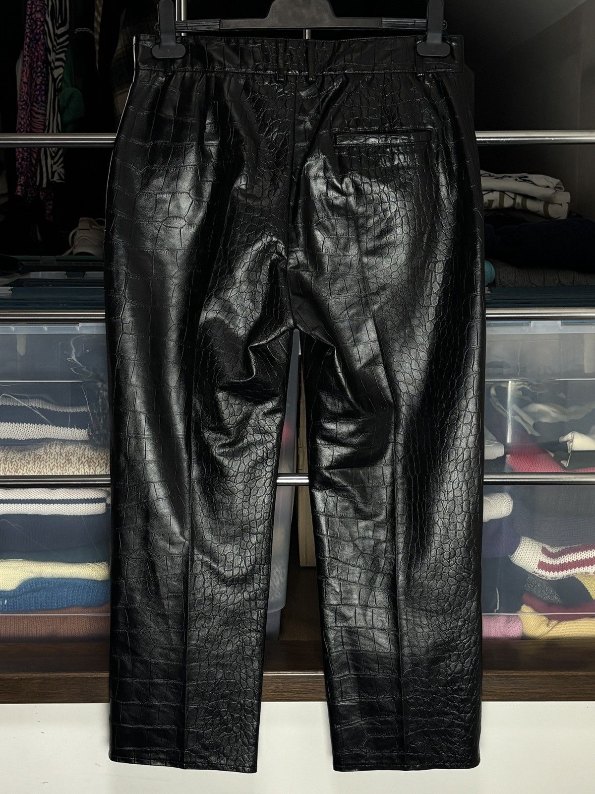 Han Kjobenhavn Han Kjobenhvn Black Croc Vegan Leather Avant Garde Pants Size US 30 / EU 46 - 5 Thumbnail