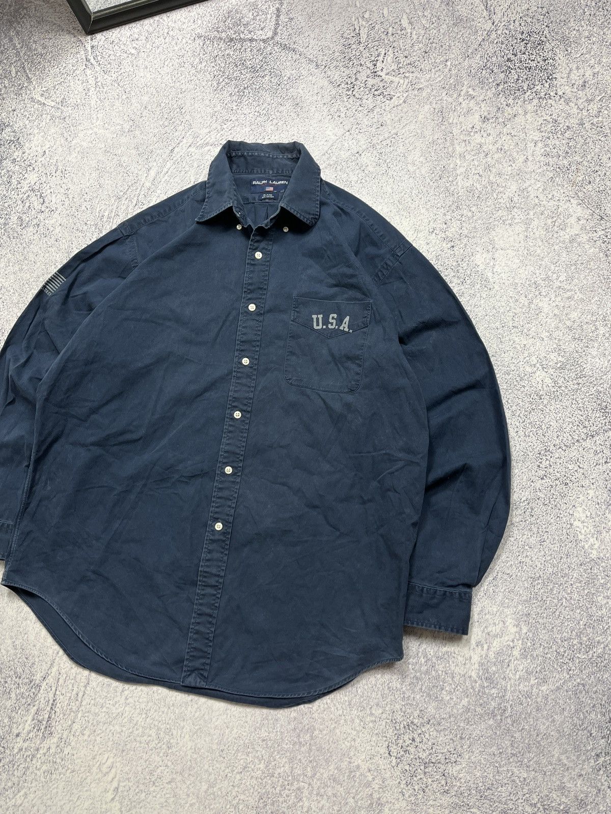 Polo Ralph Lauren × Ralph Lauren × Vintage Polo Sport Ralph Lauren USA Flag Longlseeve Shirt Button Up Size US L / EU 52-54 / 3 - 3 Thumbnail